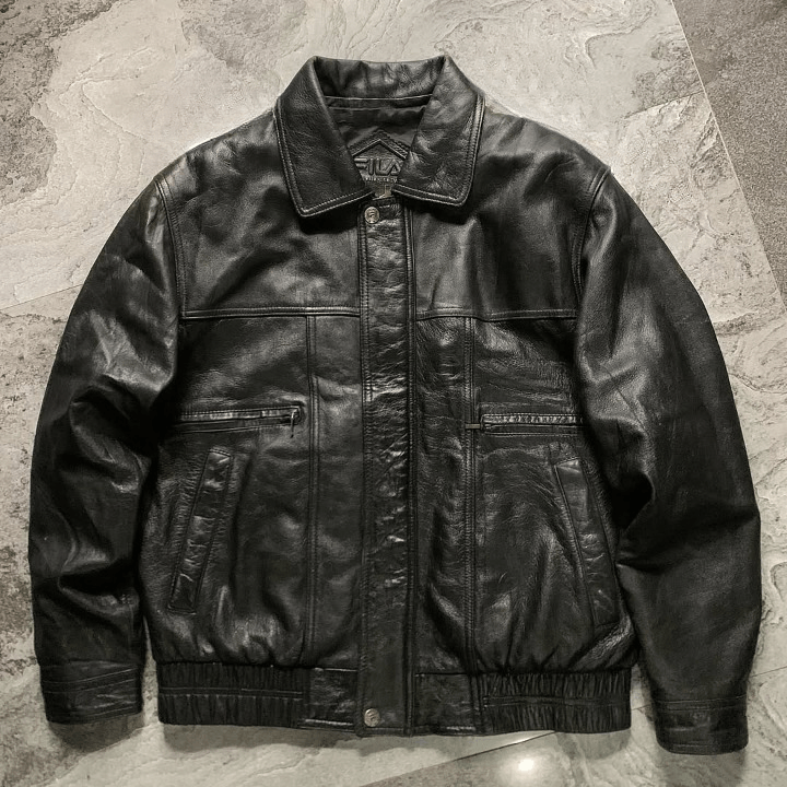 Fila Vintage 80s Fila Bomber Leather Jacket Size US L / EU 52-54 / 3 - 1 Thumbnail