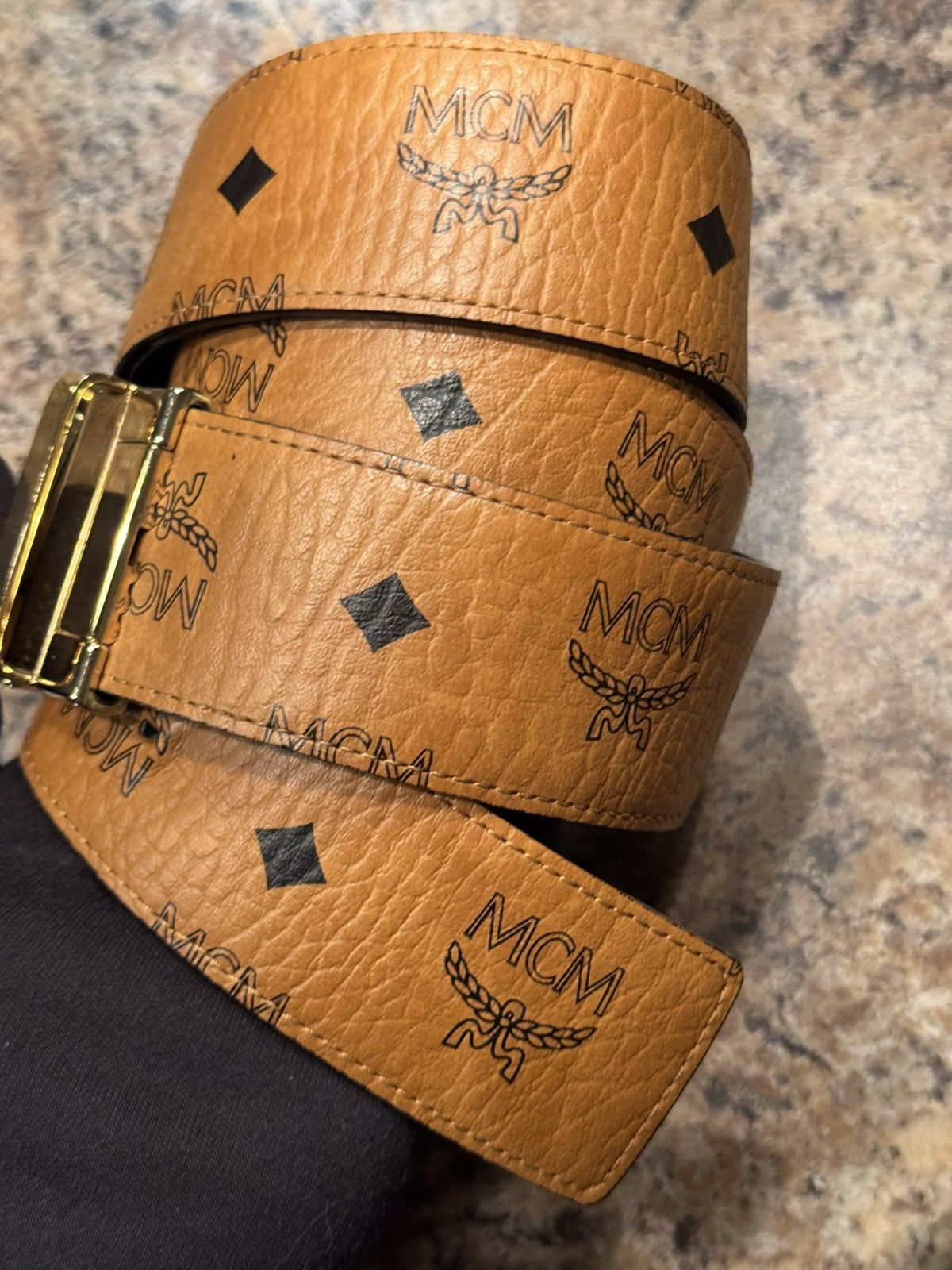 MCM MCM Visetos Monogram Belt w/ Gold M Buckle Size 38 - 7 Thumbnail