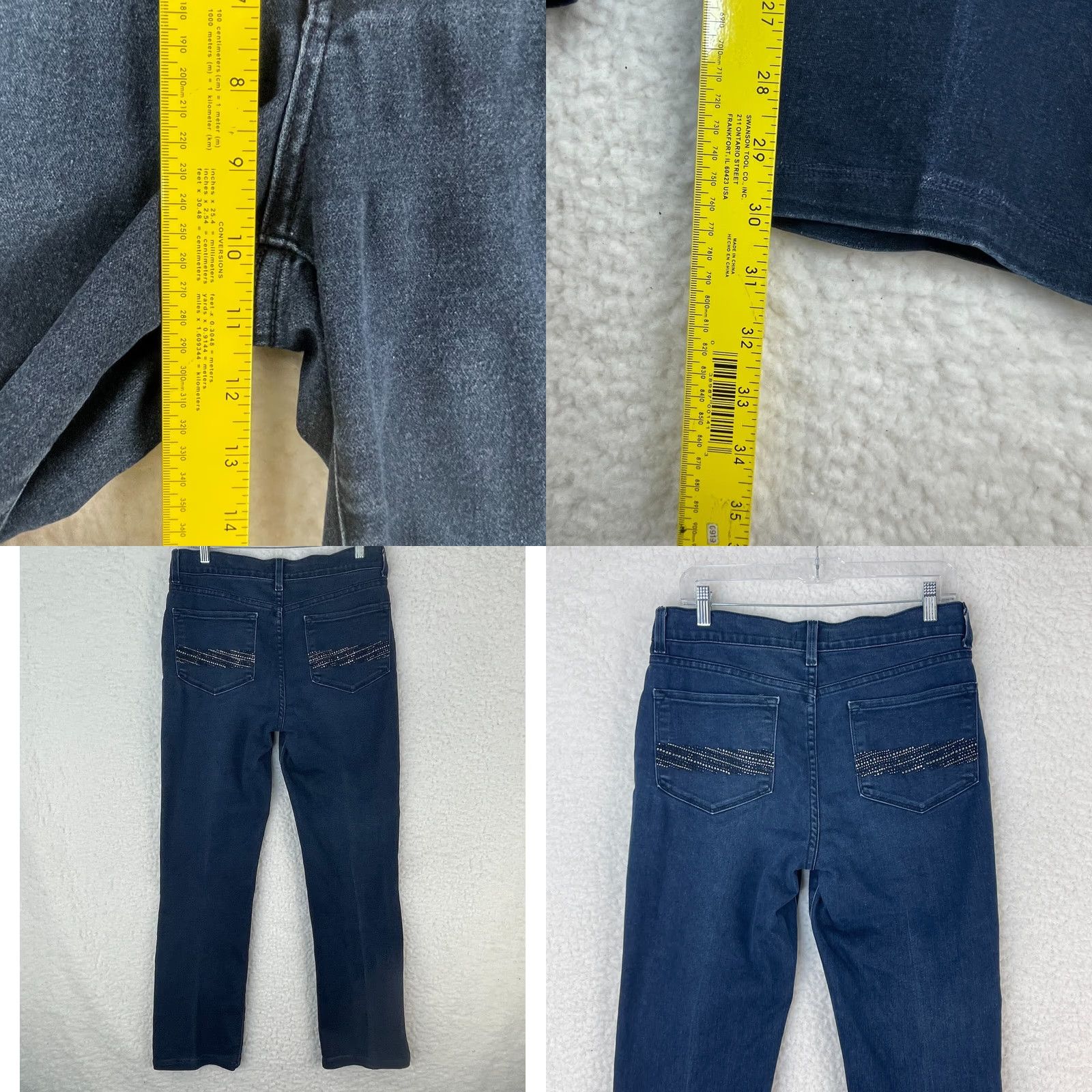 NYDJ NYDJ Blue Denim Embellished Straight Leg Jeans Womens Size 8 Casual Modern City USA Stretch Regular 5-Pocket Blue Denim Try-ons Size 30" / US 8 / IT 44 - 8 Thumbnail