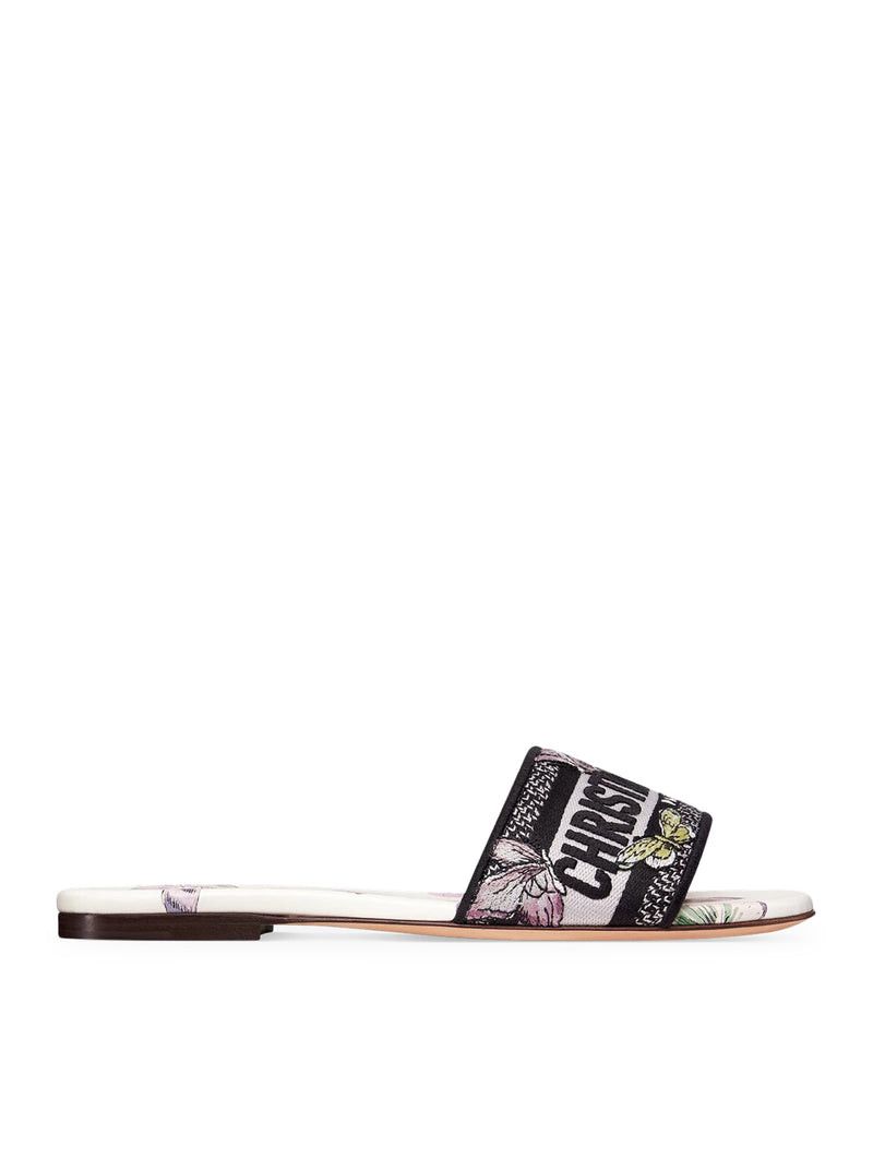 Dior DWAY SANDAL IN EMBROIDERED COTTON WITH WHITE AND PURPLE BUTTERFLY MOTIF Size US 8 / IT 38 - 1 Thumbnail