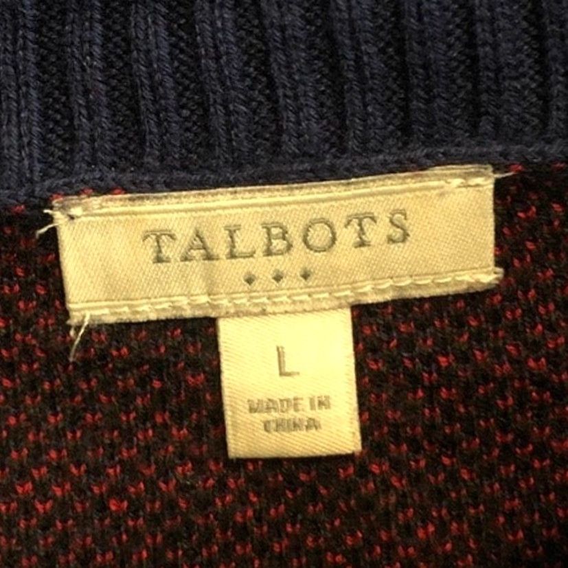 Talbots Talbots Womens Sweater Blue Multicolor Plaid Split Cowl Neck Stretch Large Size L / US 10 / IT 46 - 4 Thumbnail
