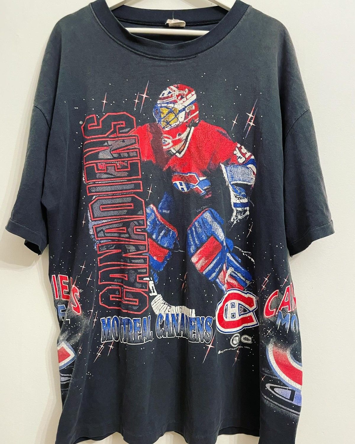 image of Nhl x Vintage Patrick Roy Montreal Canadiens Bulletin Athletic in Black, Men's (Size 2XL)