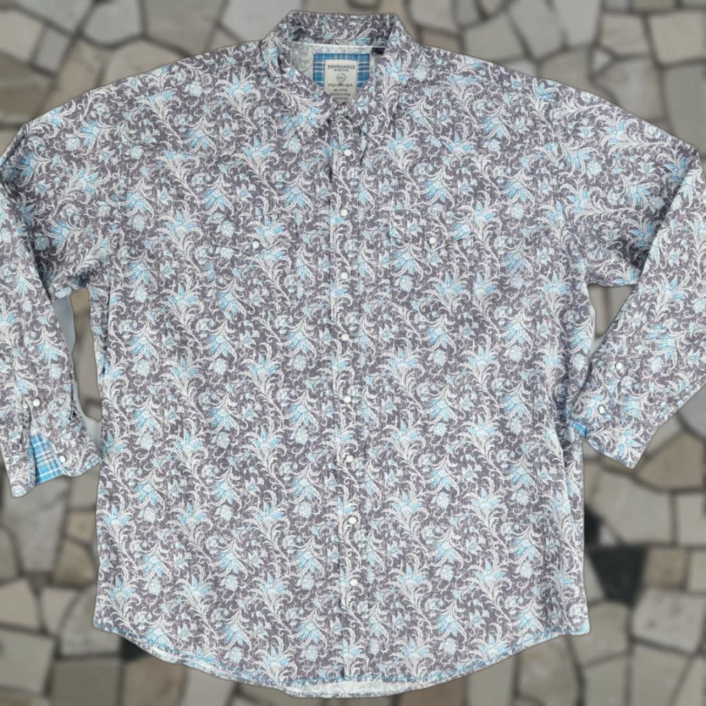 Vintage Panhandle Slim Rough Stock Pearl Snap Paisley Long Sleeve Shirt Mens 2XL Size US XXL / EU 58 / 5 - 1 Thumbnail