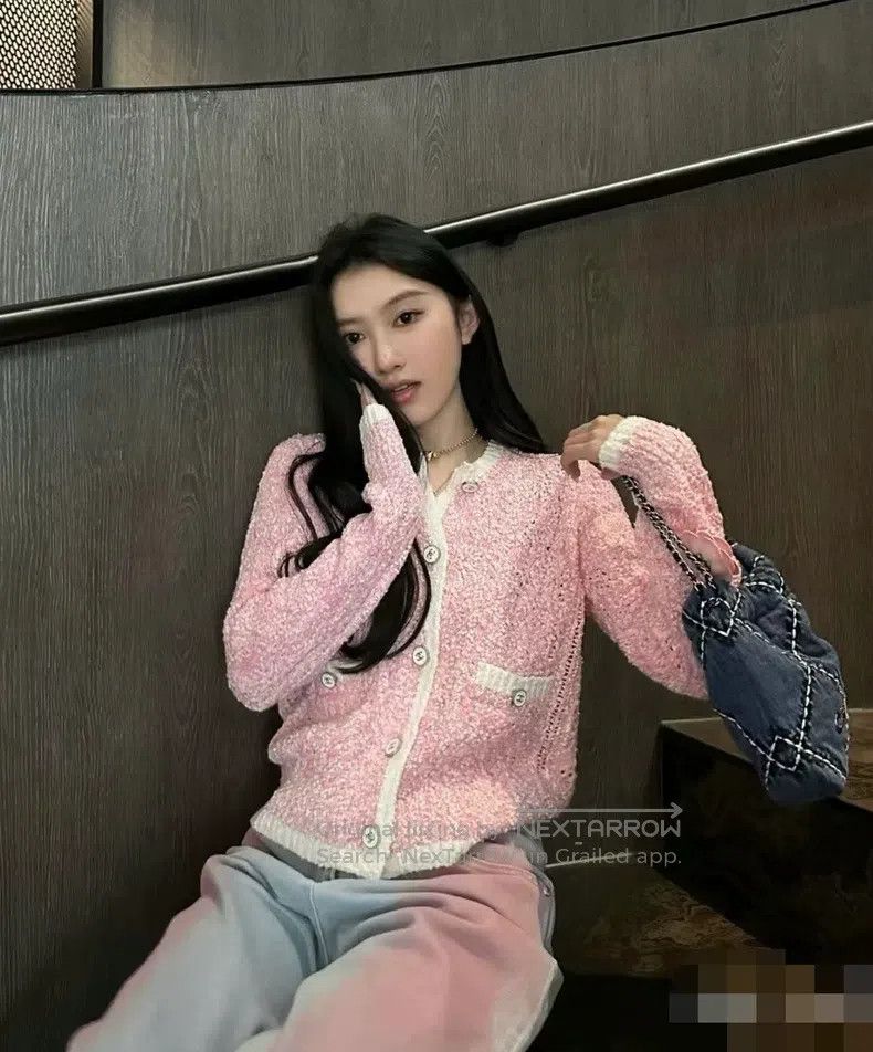 Chanel Chanel 24P pink long-sleeved hollow cardigan coat Size S / US 4 / IT 40 - 2 Thumbnail