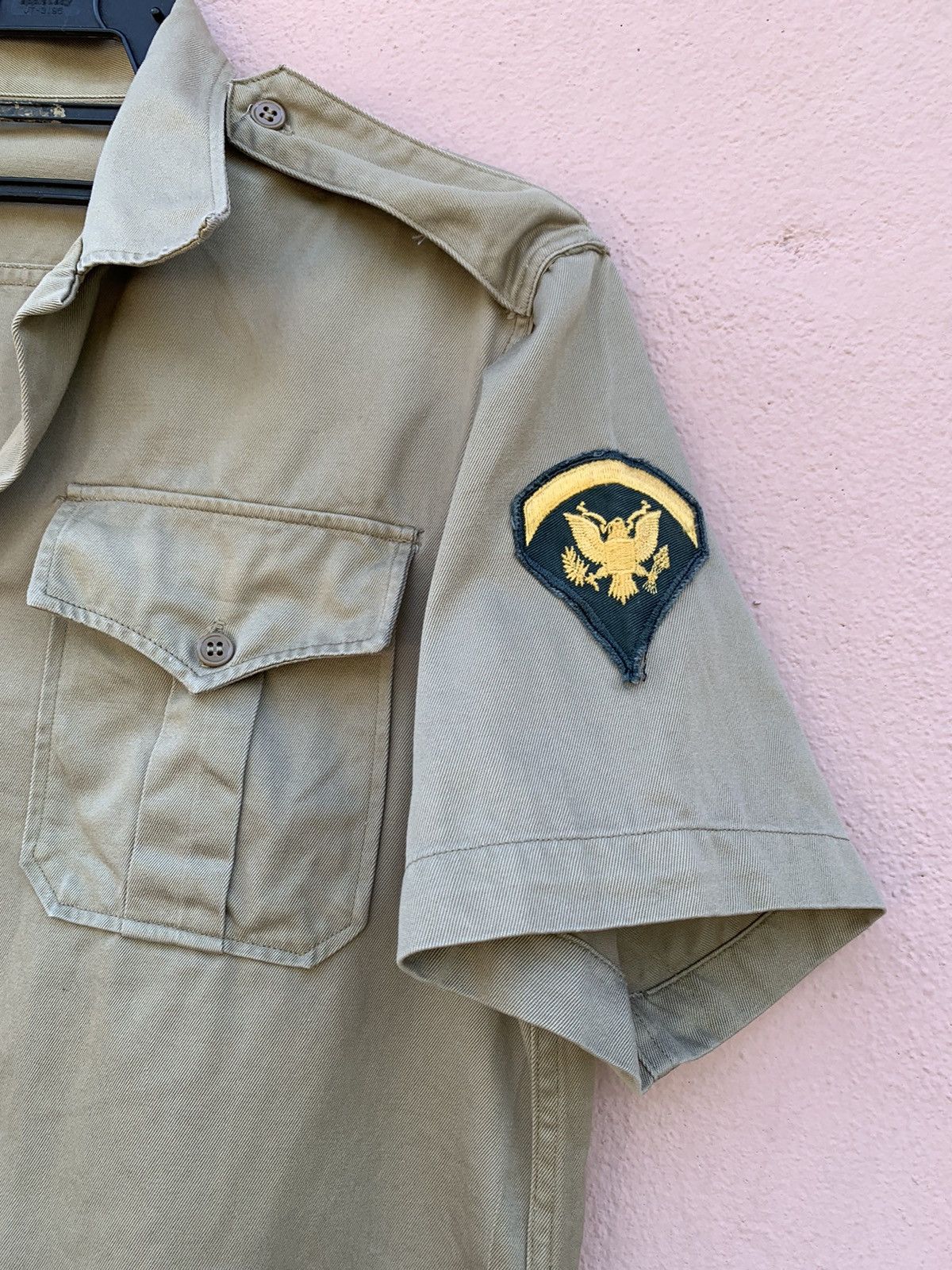 Vintage VINTAGE KHAKI ARMY SHIRT 50s Size US M / EU 48-50 / 2 - 2 Thumbnail