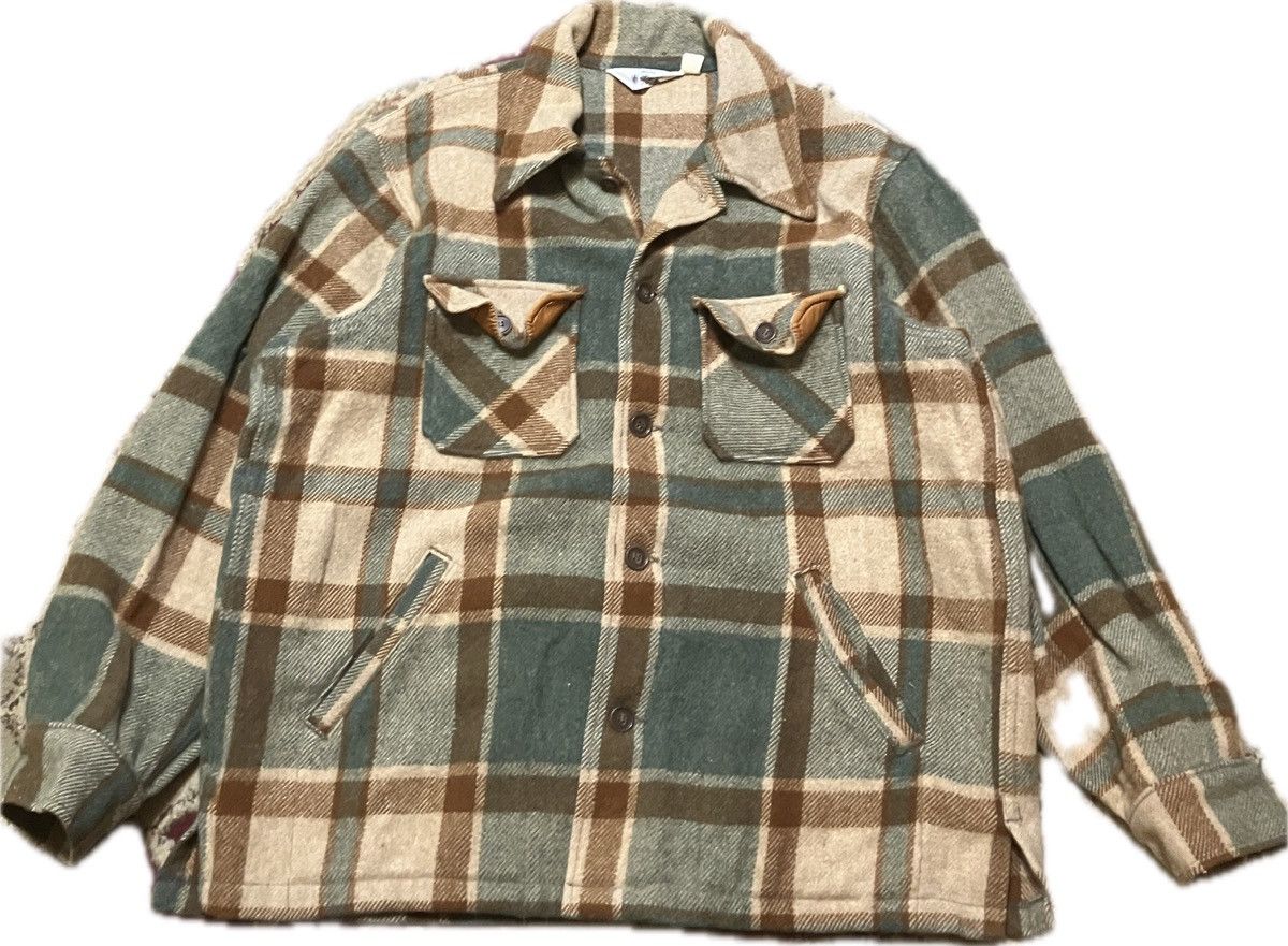 Pendleton × Vintage × Woolrich Woolen Mills 70’s Woolrich Green Plaid Wool Mackinaw Shirt Jacket Size US XL / EU 56 / 4 - 2 Thumbnail