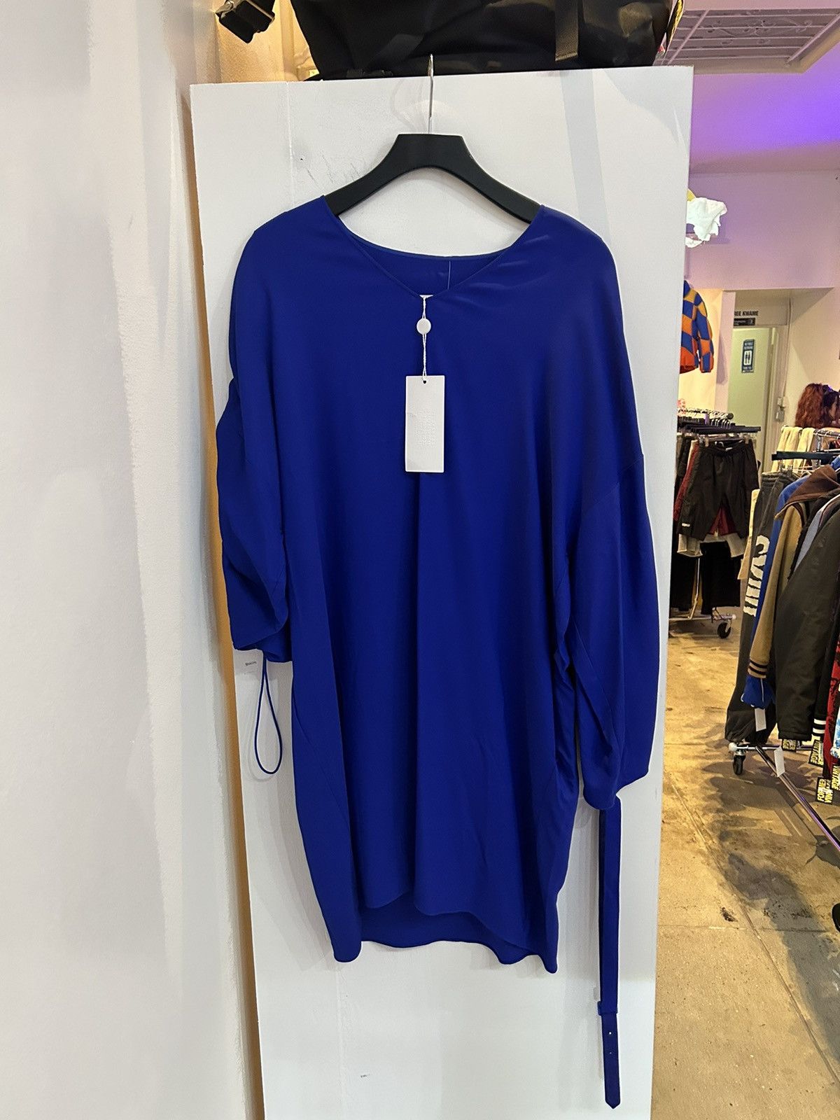 image of Maison Margiela Ruffled Sleeve Dress in Blue, Women's (Size Medium)