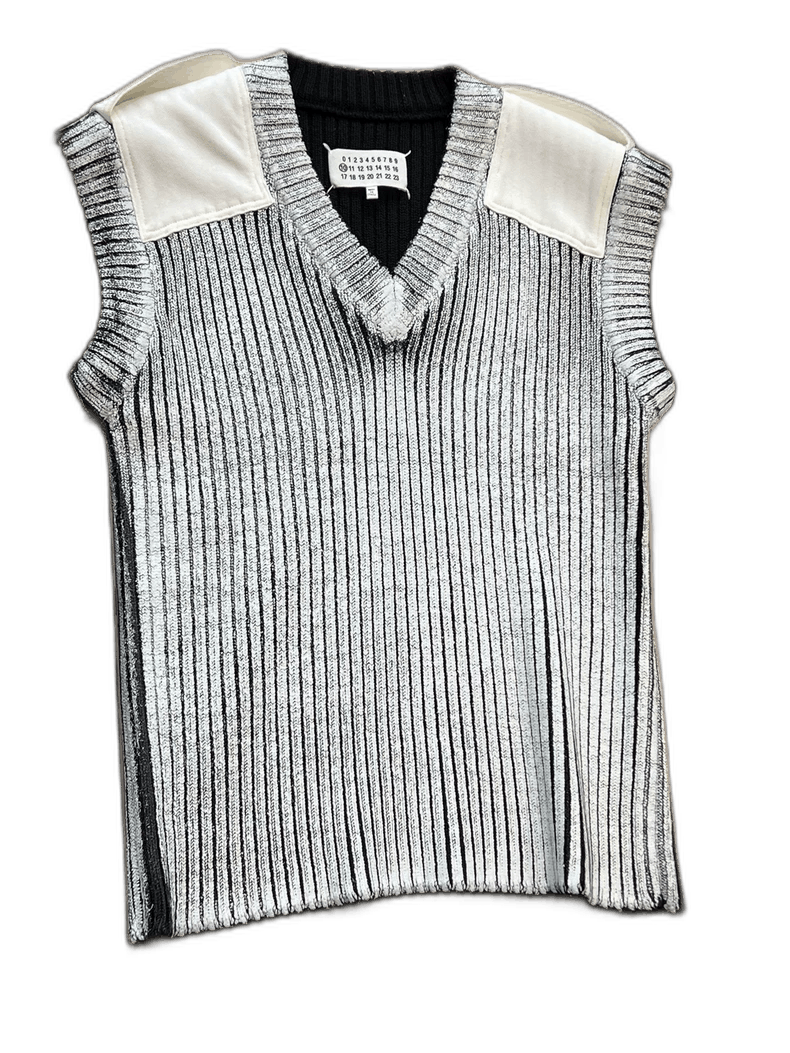 Maison Margiela silver ribbed sleeveless knit top Size US M / EU 48-50 / 2 - 1 Thumbnail