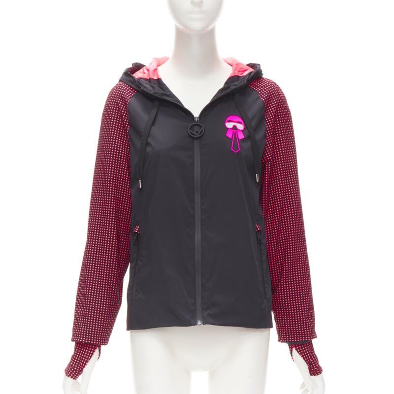 Fendi FENDI Karl Loves black pink polka dot nylon activewear windbreaker jacket Size XS / US 0-2 / IT 36-38 - 1 Thumbnail