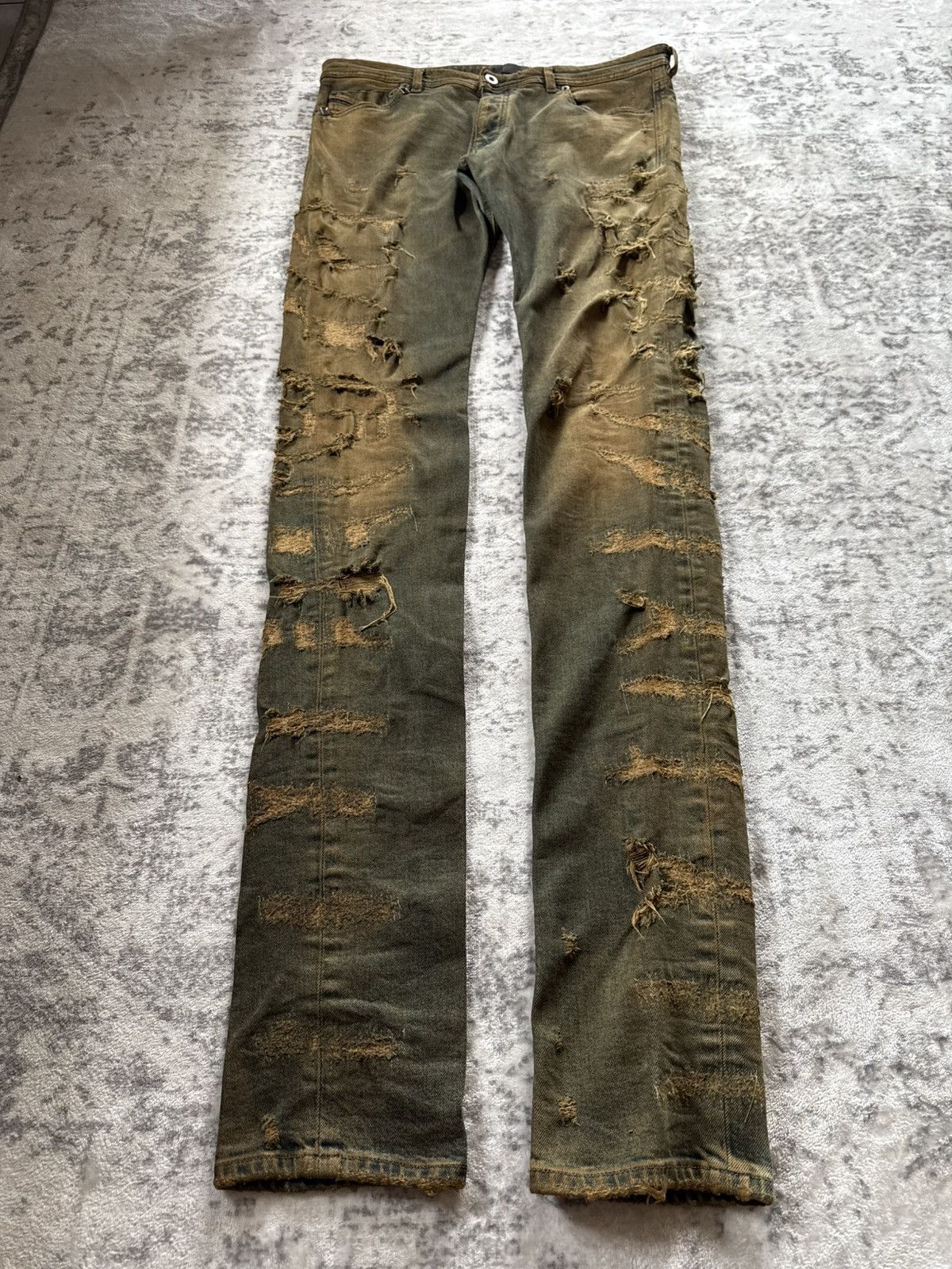 Diesel Black Gold F/W 2015 Diesel Black Gold Distressed Mud Wash Stacked Jeans Size US 34 / EU 50 - 1 Thumbnail