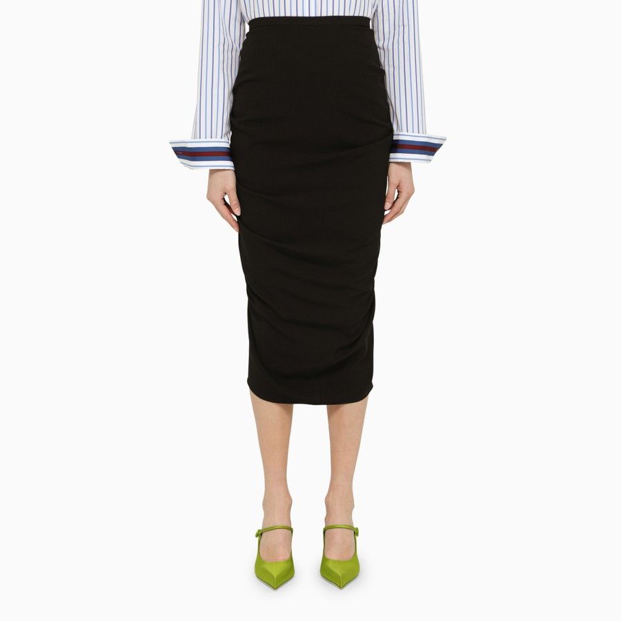 Dries Van Noten o1d2blof0824 Wool Midi Skirts in Black Size 28" / US 6 / IT 42 - 1 Thumbnail