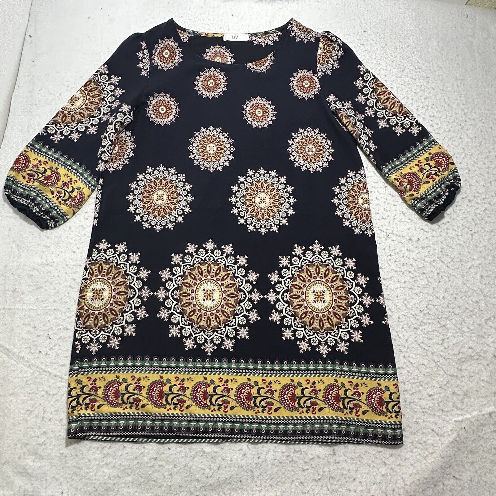 Other OVI Medium Boho Blue Yellow Batik Print Tunic Dress Size M / US 6-8 / IT 42-44 - 1 Thumbnail