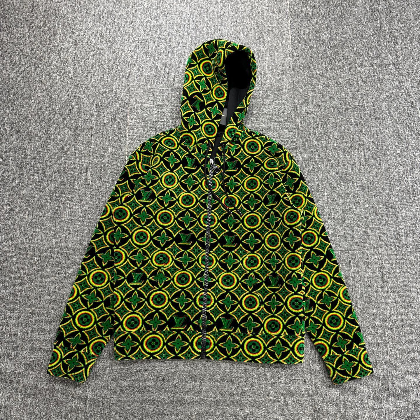 Louis Vuitton Green Patterned Zip-Up Hoodie Size US S / EU 44-46 / 1 - 1 Thumbnail