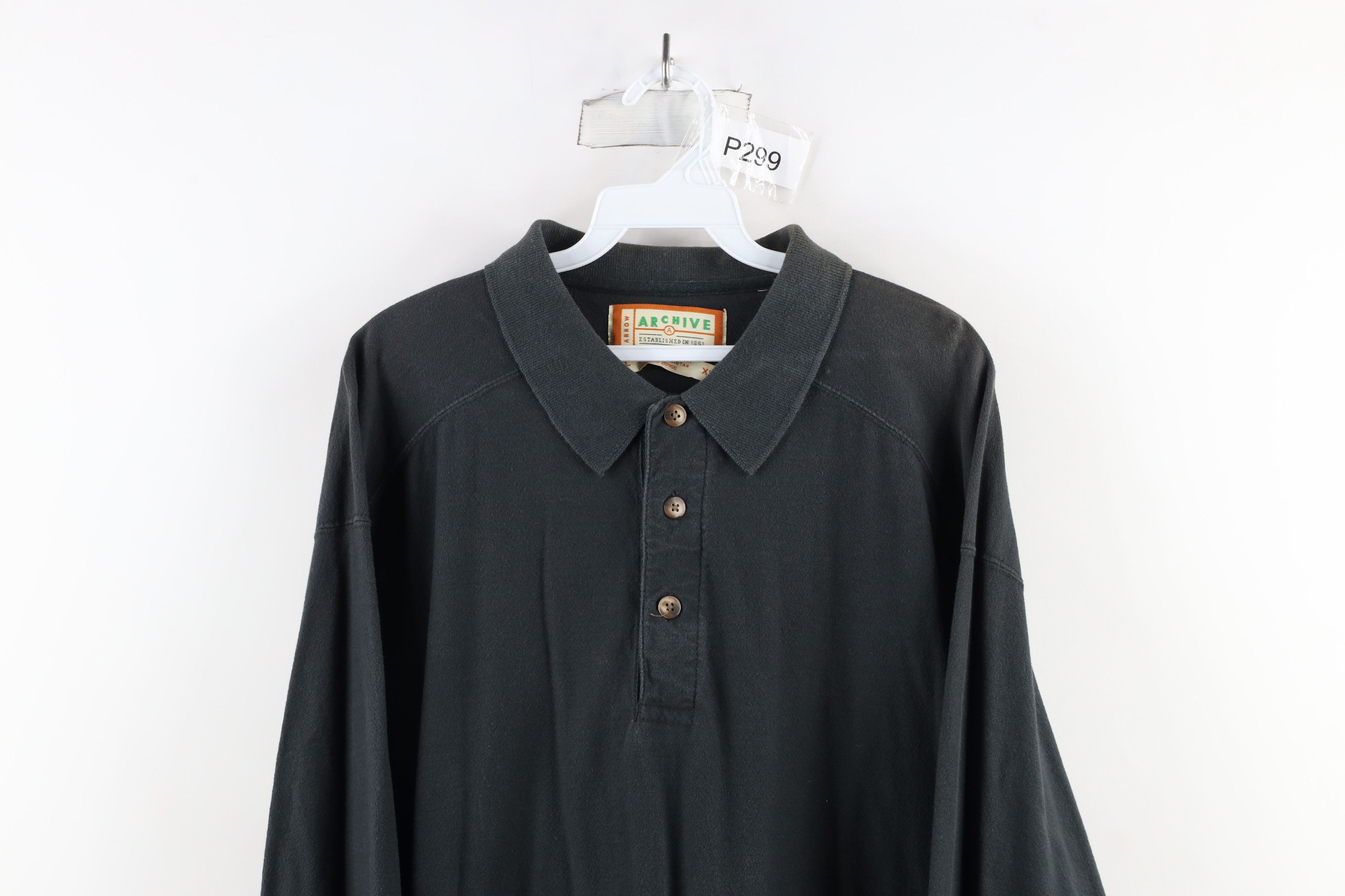 Vintage Vintage 90s Streetwear Collared Long Sleeve Rugby Polo Black Size US XL / EU 56 / 4 - 2 Thumbnail