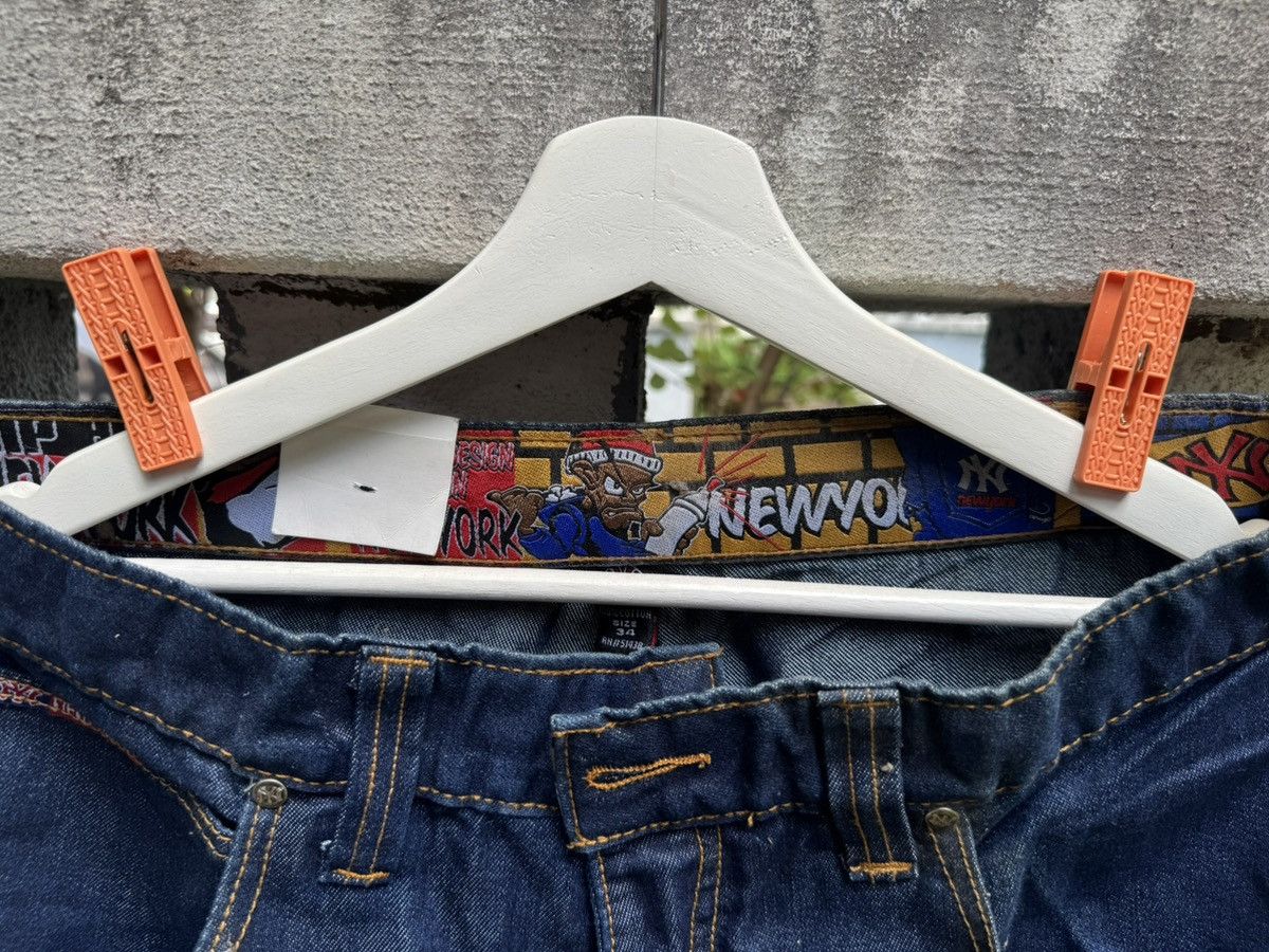 New York Yankees × Vintage VERY RARE🔥VTG 90s NY YANKEE HIPHOP BAGGY FLARE JEANS BOSS02 Size US 34 / EU 50 - 4 Thumbnail