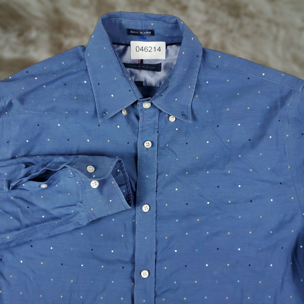 Tommy Hilfiger Tommy Hilfiger Shirt Mens 15.5 Blue Dress Button Up Long Sleeve Size 40R - 1 Thumbnail