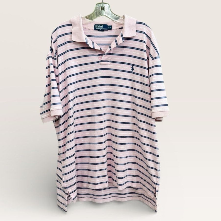 Ralph Lauren Ralph Lauren Polo Mens Sz XXL Pink Navy Stripe Smooth Cotton Size US XXL / EU 58 / 5 - 1 Thumbnail