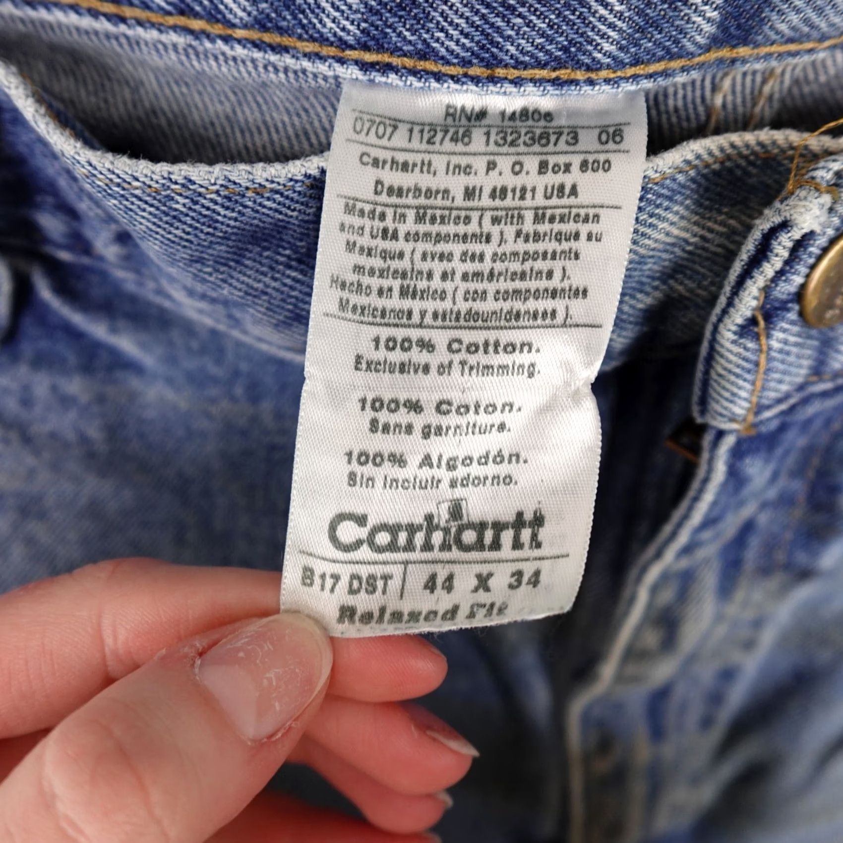 Carhartt Carhartt Jeans Mens 44x32 Blue Denim Patch 40x32 Actual DST Work Size US 44 / EU 60 - 3 Thumbnail