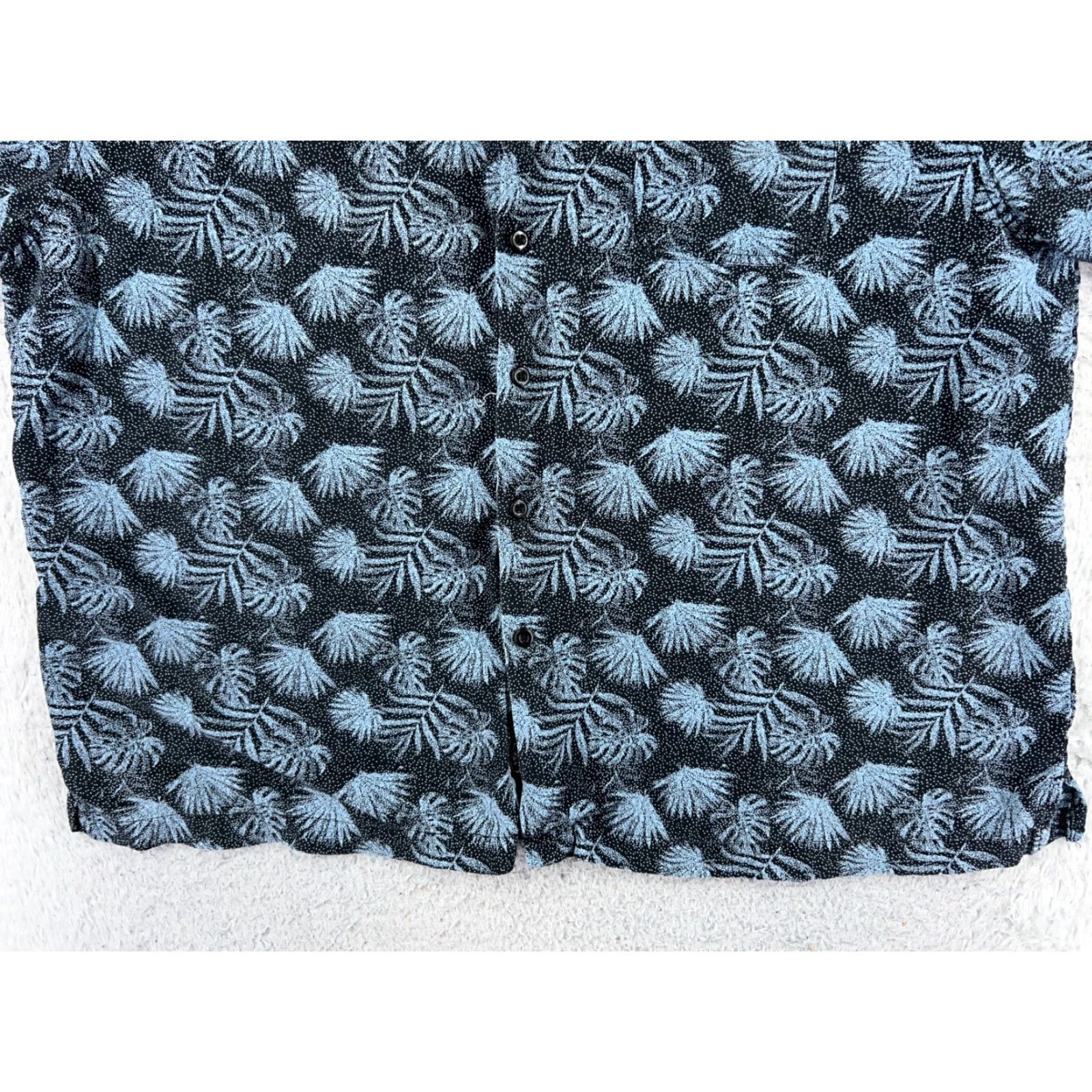 Nat Nast Nat Nast Shirt Mens 2XL Floral Palm Print Silk Button-Up Black Blue Casual Shirt Size US XXL / EU 58 / 5 - 5 Thumbnail