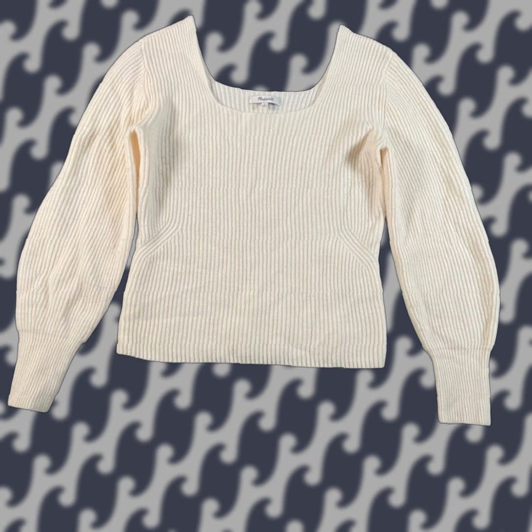 Madewell Madewell Cream Ribbed Knit Square Neckline Sweater Women Size Medium Size M / US 6-8 / IT 42-44 - 1 Thumbnail