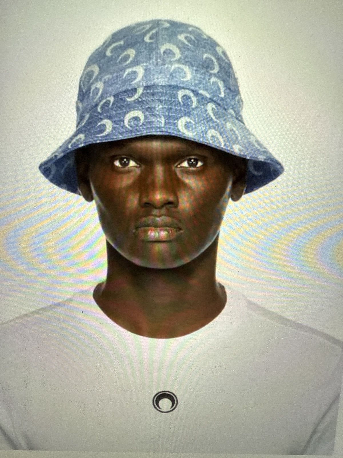 Marine Serre Marine Serre White Line Denim Bucket Hat Size ONE SIZE - 1 Thumbnail