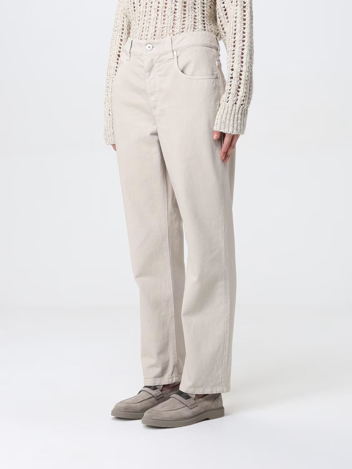 Brunello Cucinelli o1y0725 Denim Pant in Ivory Size 26" / US 2 / IT 38 - 4 Thumbnail