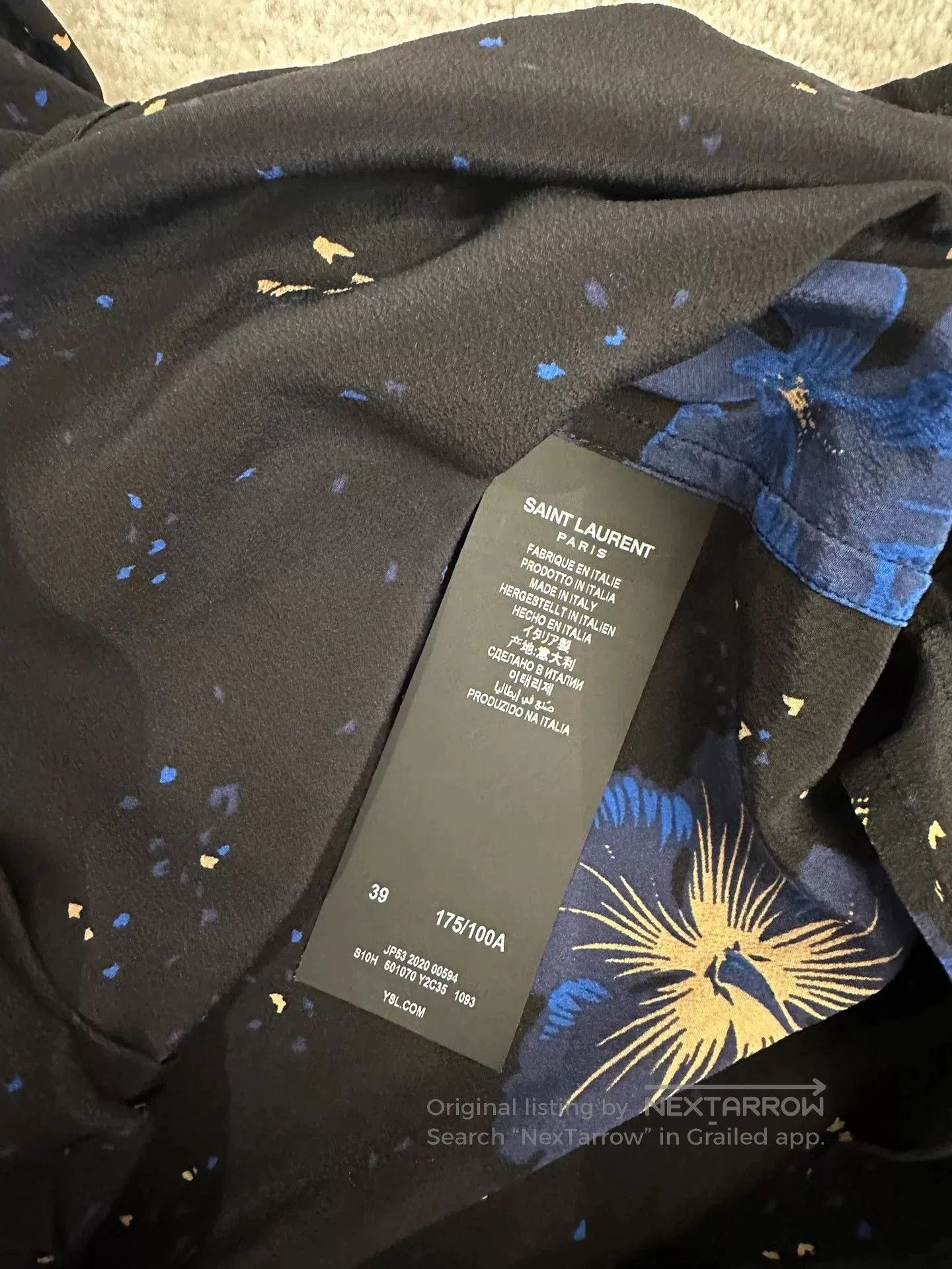 Saint Laurent Paris Saint Laurent Black Floral Short-Sleeve Shirt. Size US M / EU 48-50 / 2 - 4 Thumbnail