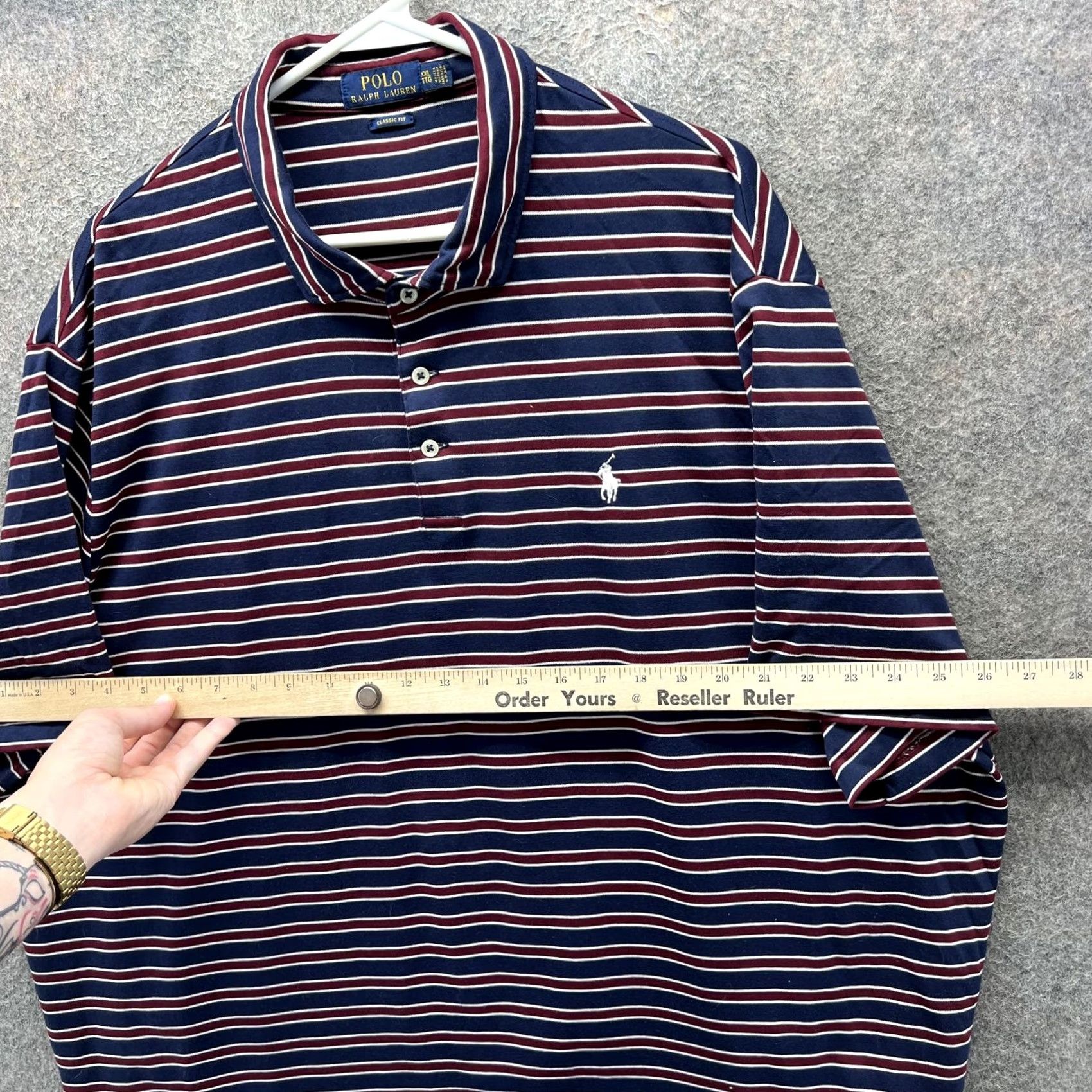 Polo Ralph Lauren Polo Ralph Lauren Polo Shirt Mens 2XL Navy Striped Classic Cotton Golf Shirt Mens 2XL Navy Striped Polo Size US XXL / EU 58 / 5 - 6 Thumbnail