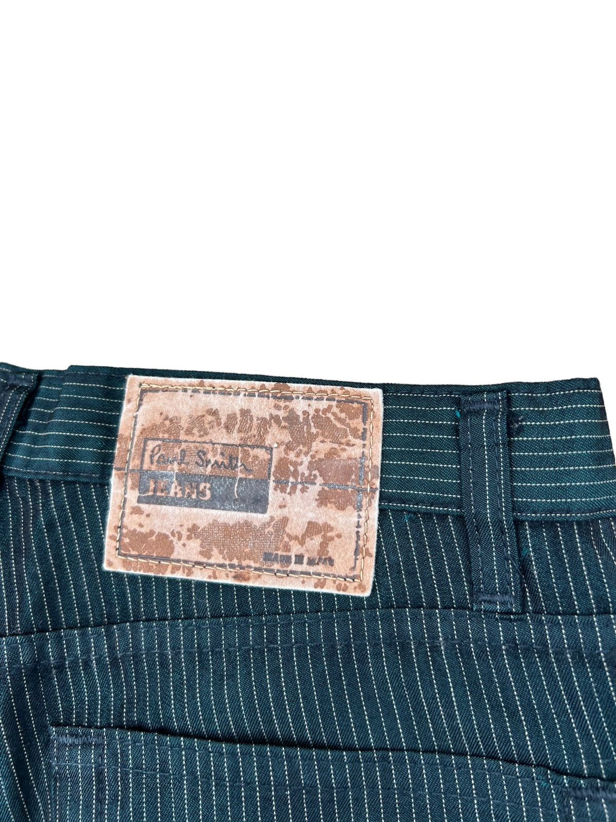 Vintage Paul Smith Jeans Shiny Dark Green Striped Pant Size US 28 / EU 44 - 15 Thumbnail