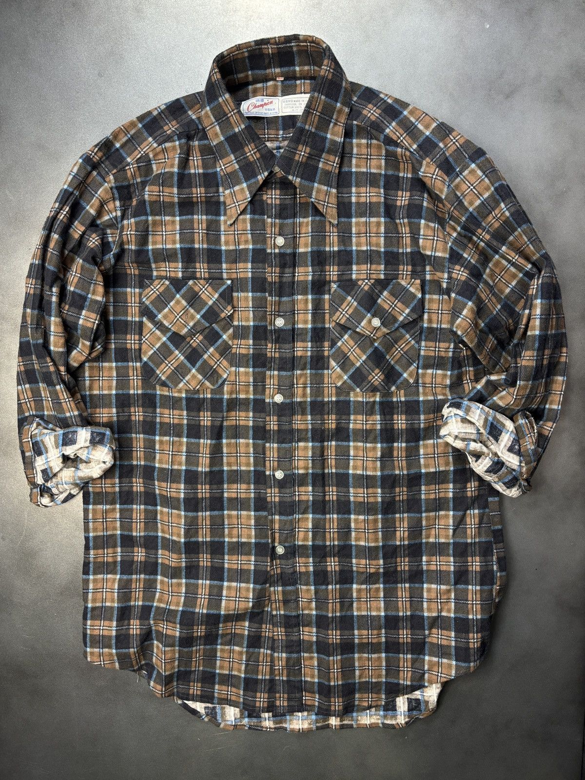Champion × Vintage Vintage Champion Flannel Shirt 1970s 1980s Easy Rider Plaid Size US M / EU 48-50 / 2 - 2 Thumbnail