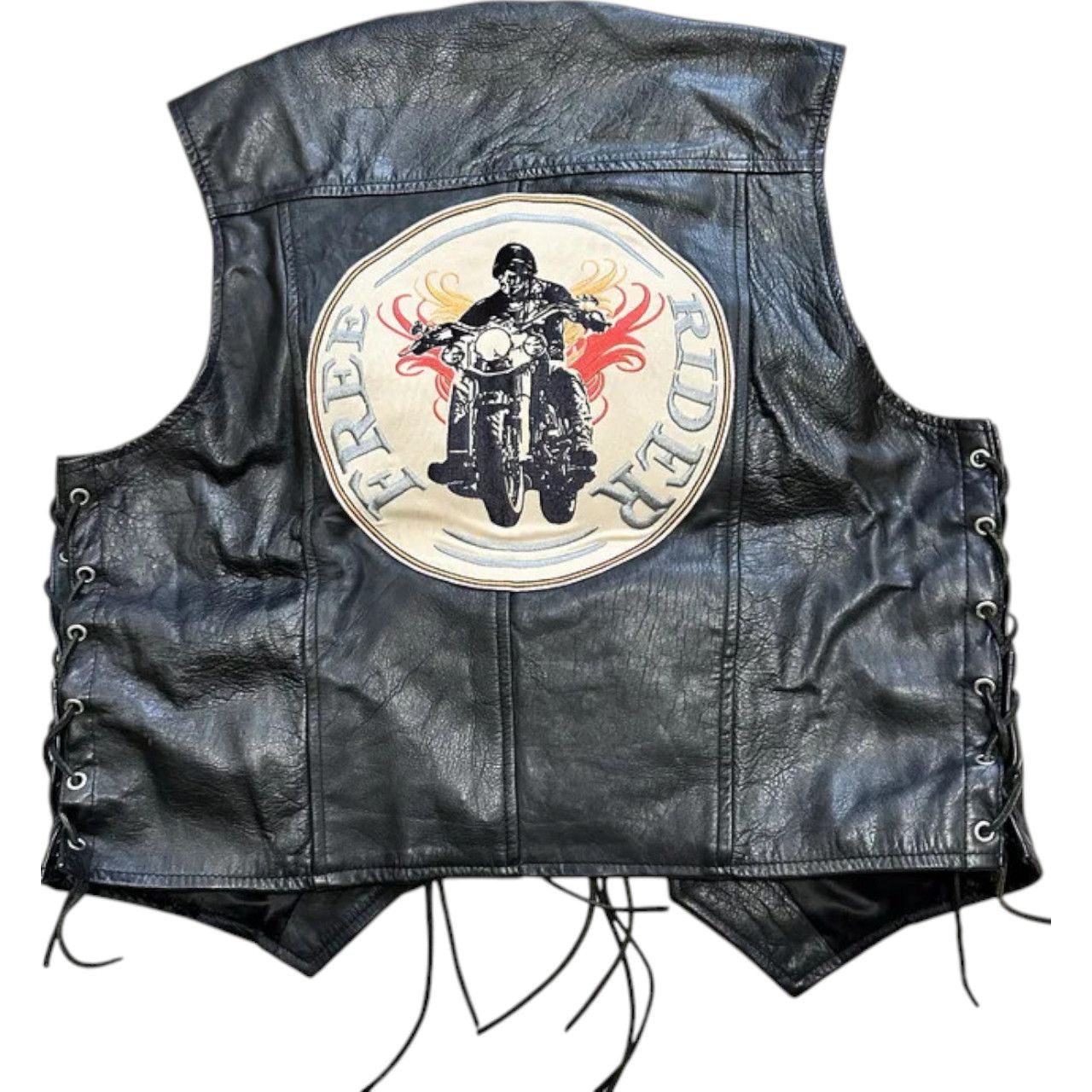Men's leather biker vest FREE RIDER