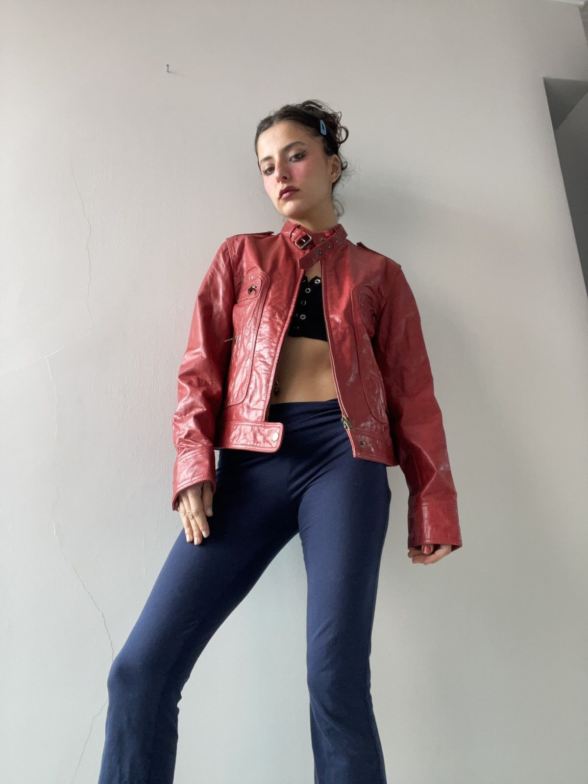 image of Vintage 00’S Leather Jacket in Red, Women's (Size XS)