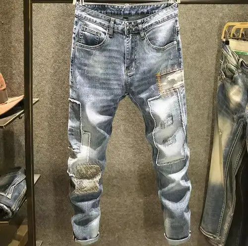 VIBE Embroidered Patchwork Denim Pants Size US 34 / EU 50 - 4 Thumbnail