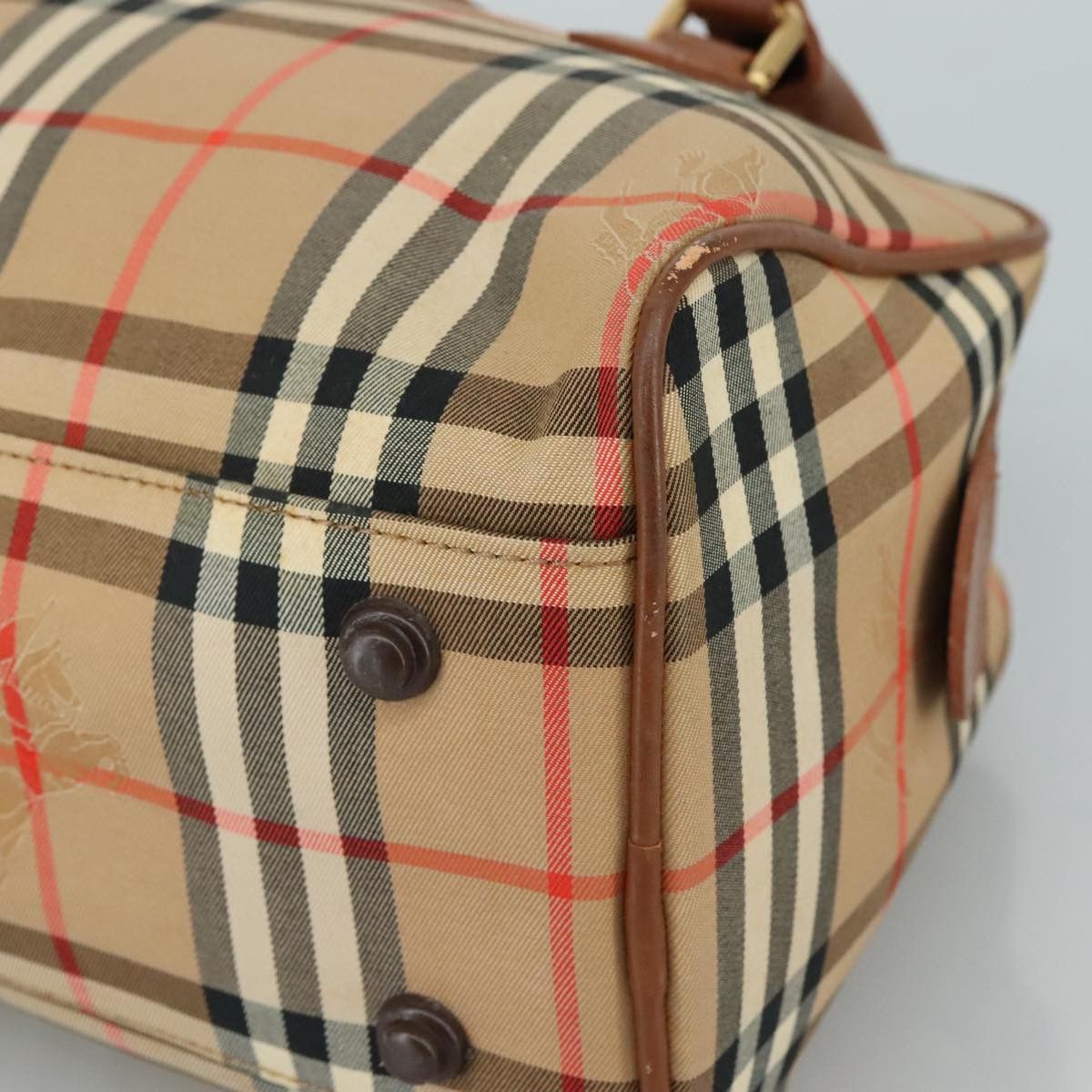 Burberry Nova Check Hand Bag Canvas Beige
