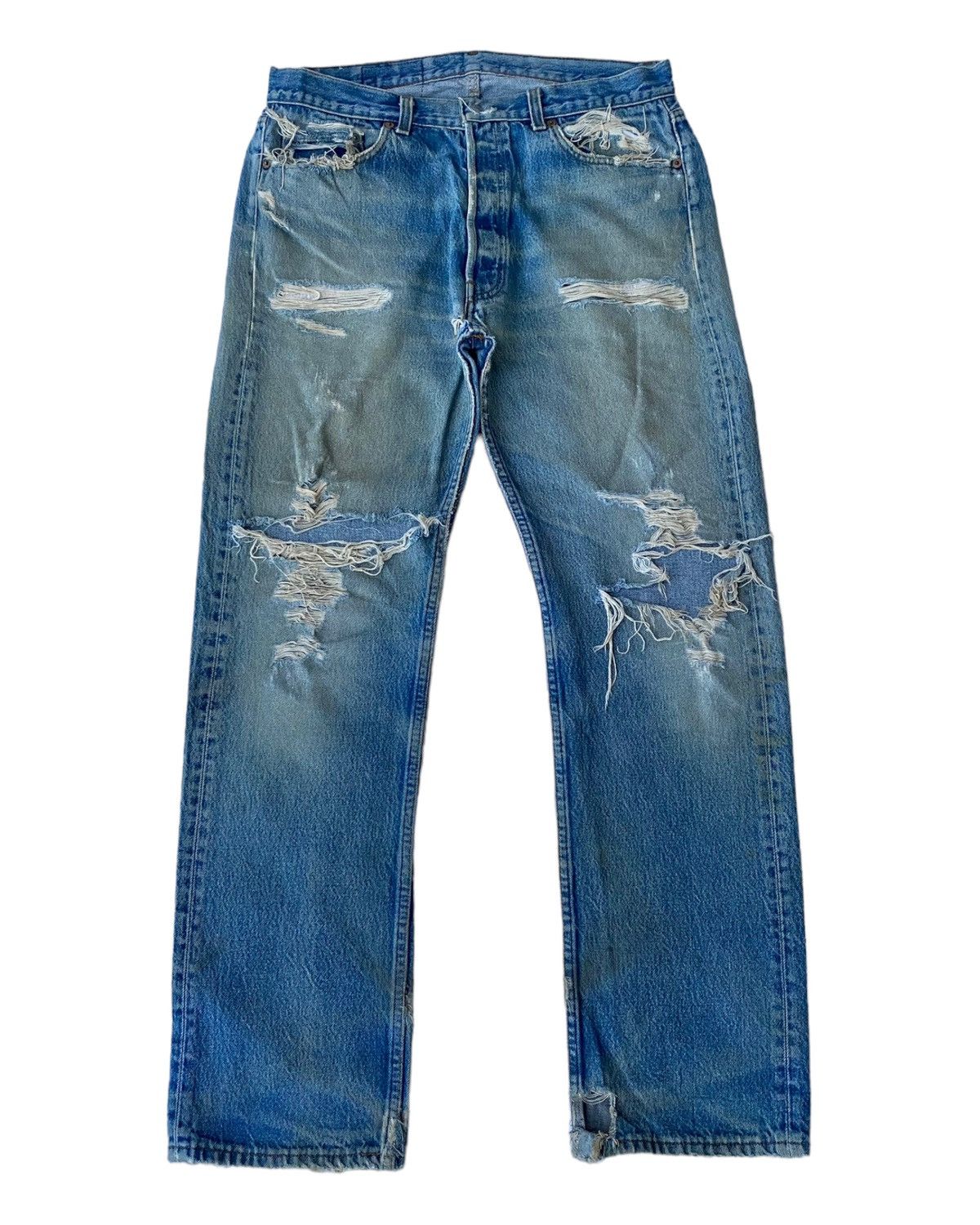 Levi's × Levi's Vintage Clothing VINTAGE LEVIS 501 USA THRASHED DISTRESS DENIM JEANS Size US 34 / EU 50 - 1 Thumbnail