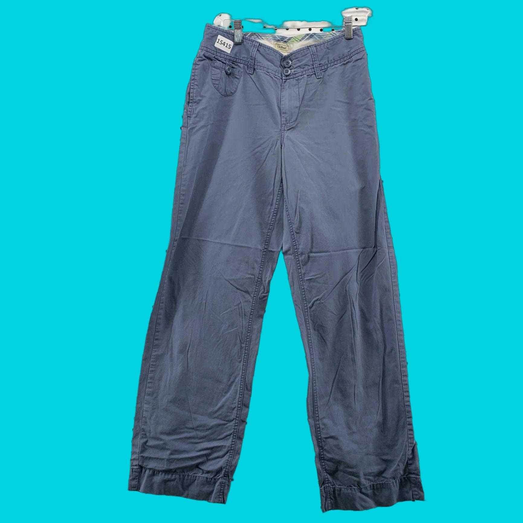 Vintage L.L. Bean Womens Chino Straight Pants 6 Tall 27" Waist 31" Inseam Blue Size 28" / US 6 / IT 42 - 1 Thumbnail