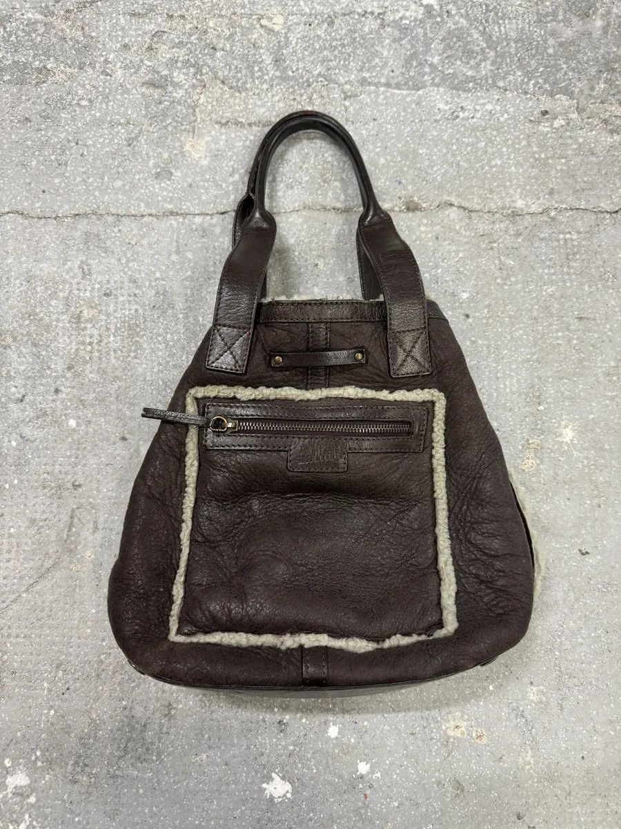 Jean Paul Gaultier × Vintage 1990s Jean Paul Gaultier Brown Leather Shearling Bag Size ONE SIZE - 2 Thumbnail