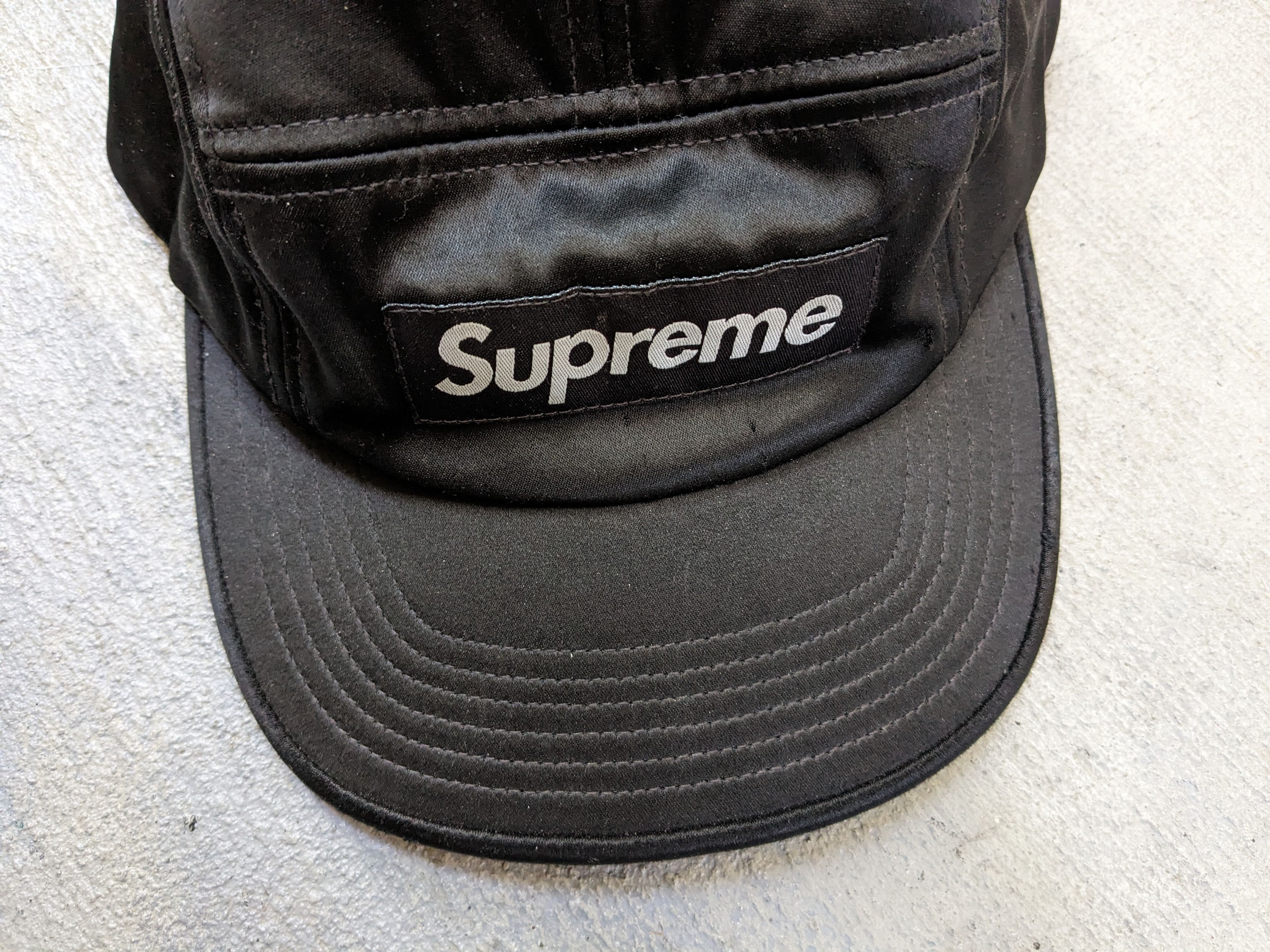 Supreme Supreme Satin Camp Cap Satin Black SS17 BOGO Box Logo Hat Size ONE SIZE - 3 Thumbnail