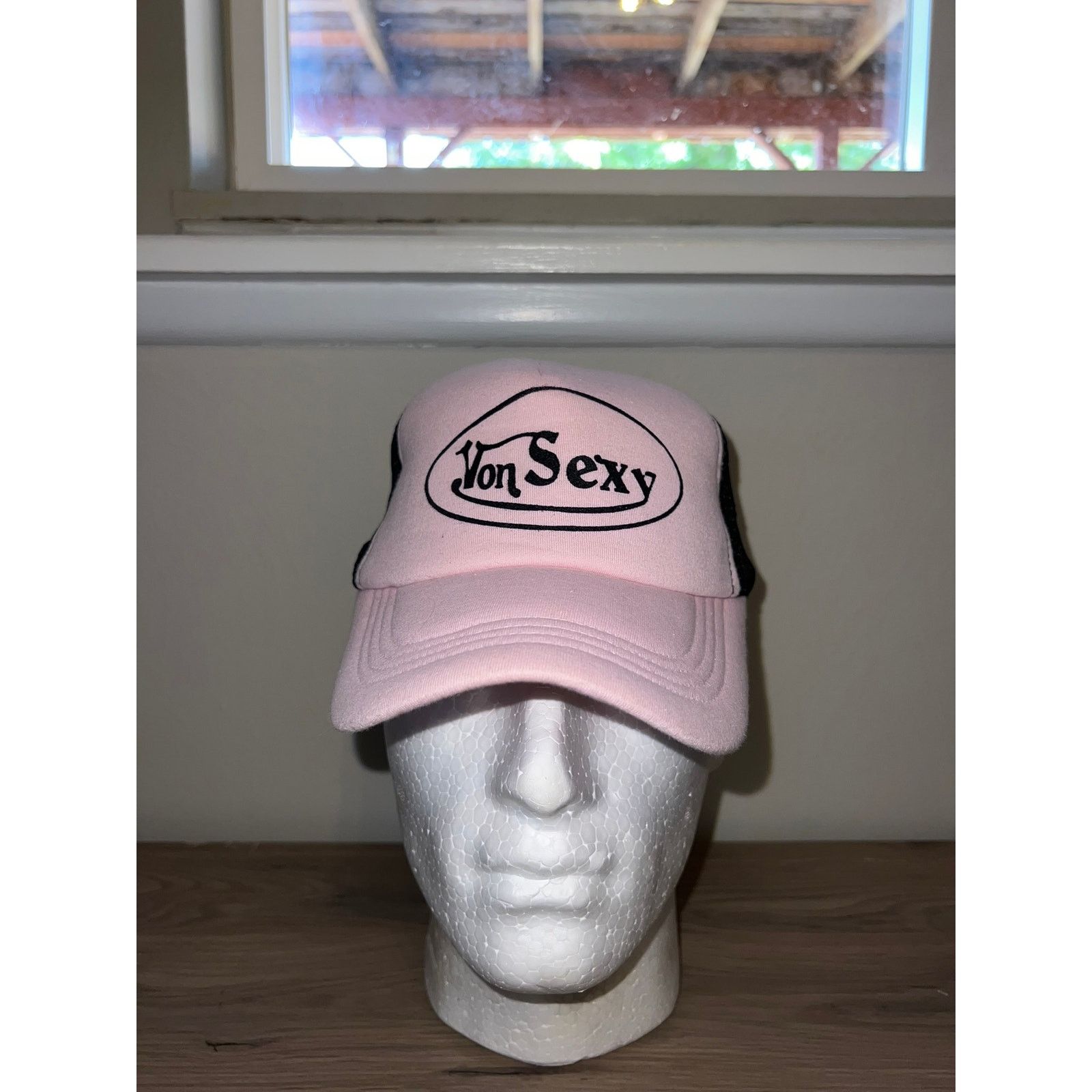 Vintage Y2K Von Sexy Pink Black Trucker Hat Designer Spoof 2000s OS Size ONE SIZE - 3 Thumbnail