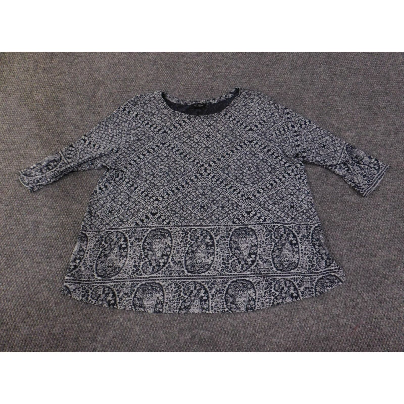 Lucky Brand Lucky Brand Blouse Womens Medium Blue Paisley Pattern Tunic 3/4 Sleeve Scoop Neck Size M / US 6-8 / IT 42-44 - 2 Thumbnail