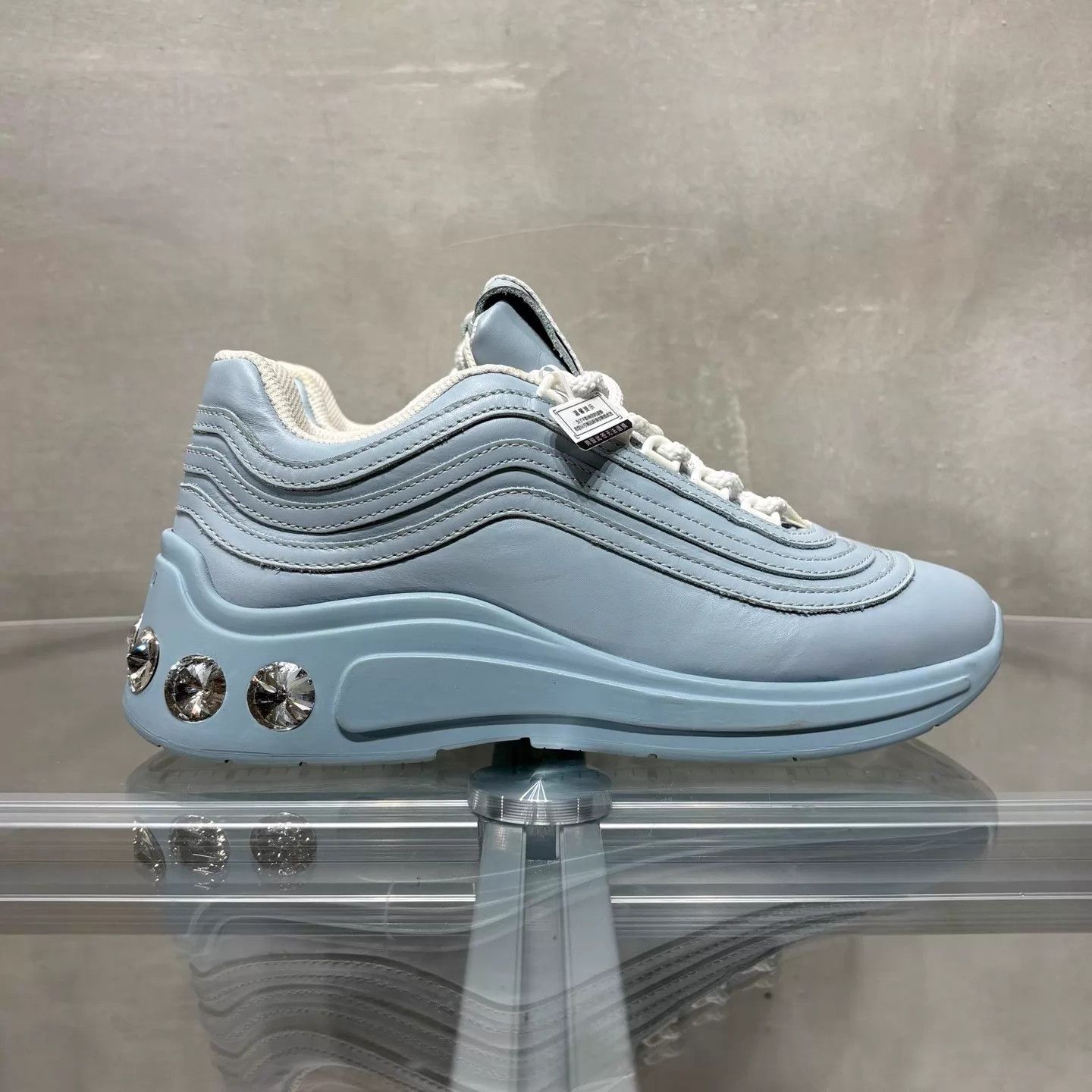 Miu Miu MIU MIU Blue Crystal Sneaker 35.5 YH5000557 New in Box Size US 4.5 / IT 34.5 - 4 Thumbnail