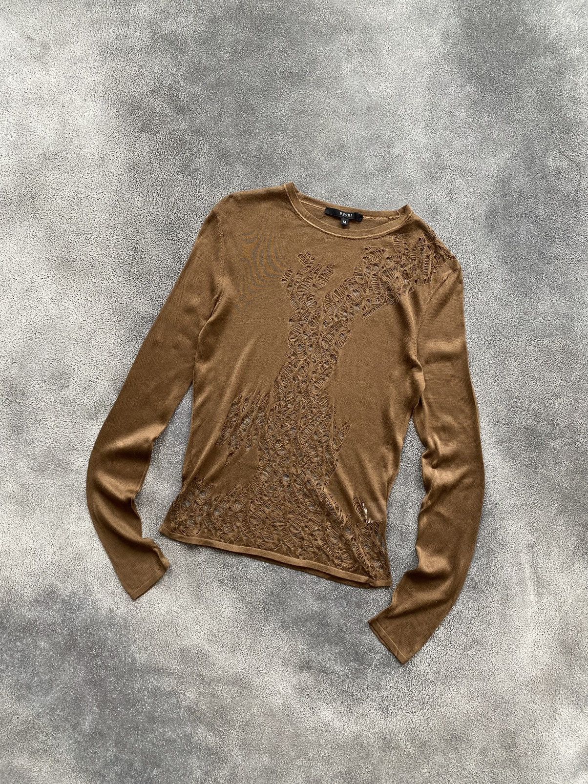Gucci 2000’s Gucci By Tom Ford Silk Mesh Blouse Size M / US 6-8 / IT 42-44 - 4 Thumbnail