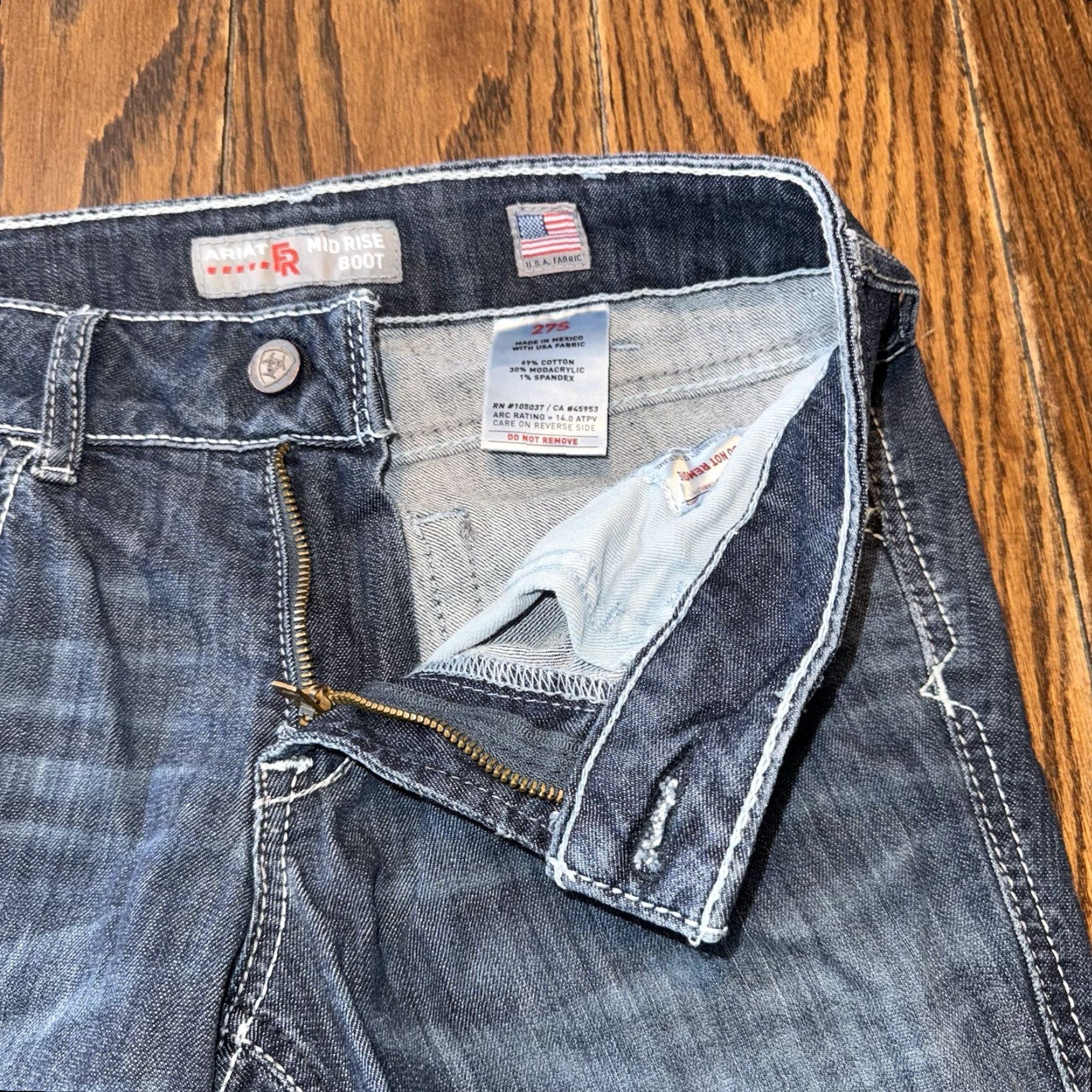 Ariat Ariat Real Jeans Womens 27S Blue Denim Mid Rise Stretch Bootcut 30x32 Jeans Size 27" / US 4 / IT 40 - 5 Thumbnail