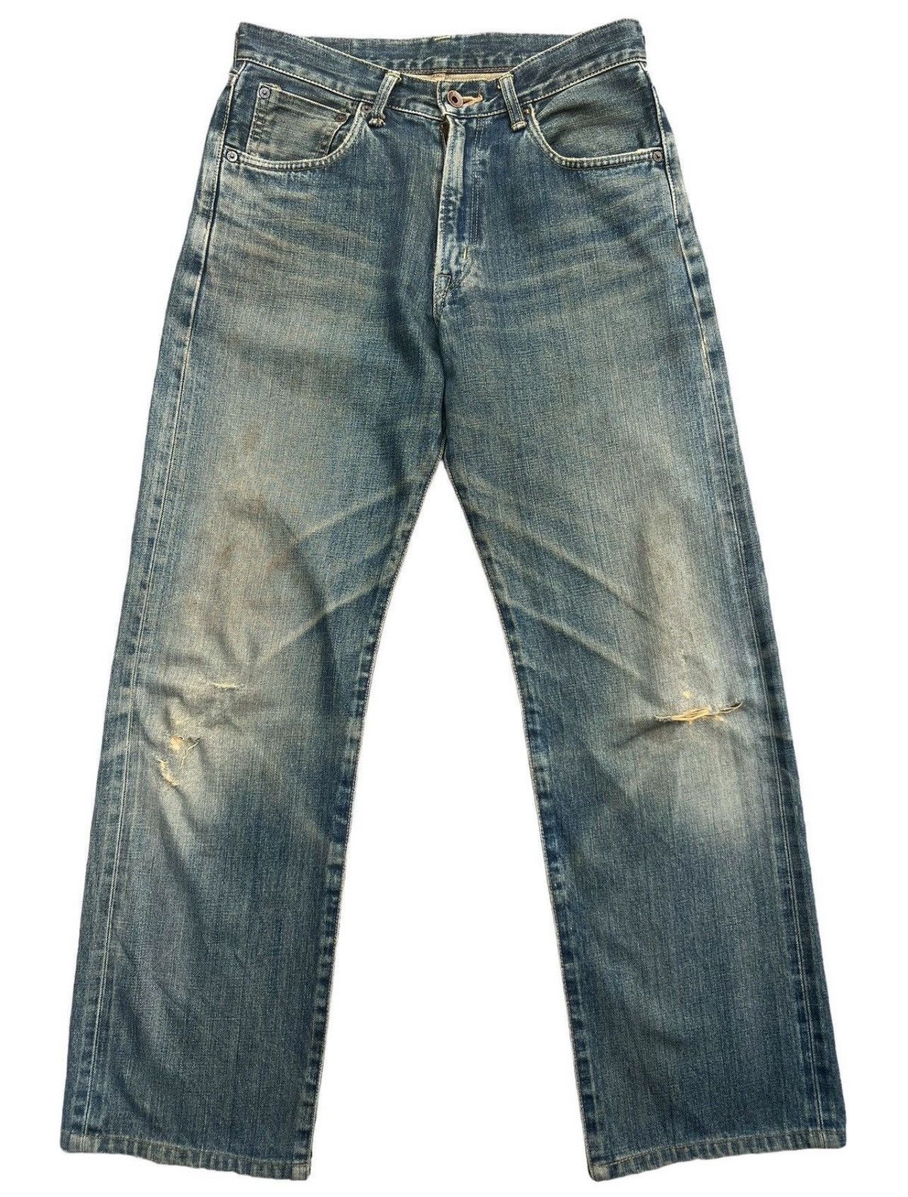 Edwin Edwin 505x Selvedge Distressed Mudwash Wide Jeans 31x30 Size US 31 - 2 Thumbnail