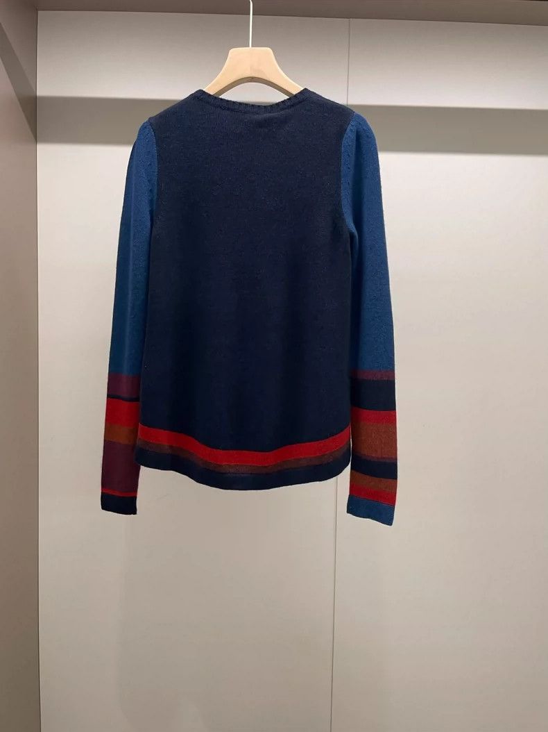 Loro Piana LORO PIANA Blue and navy round neck cashmere sweater Size S / US 4 / IT 40 - 2 Thumbnail