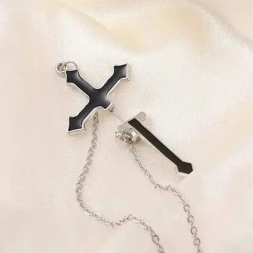VIBE Men's cross earrings with chain Size ONE SIZE - 2 Thumbnail
