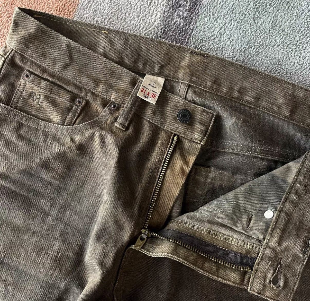 RRL Ralph Lauren Washed Brown Distressed Jeans - Ralph Lauren Double RL K22 Size US 31 - 4 Thumbnail