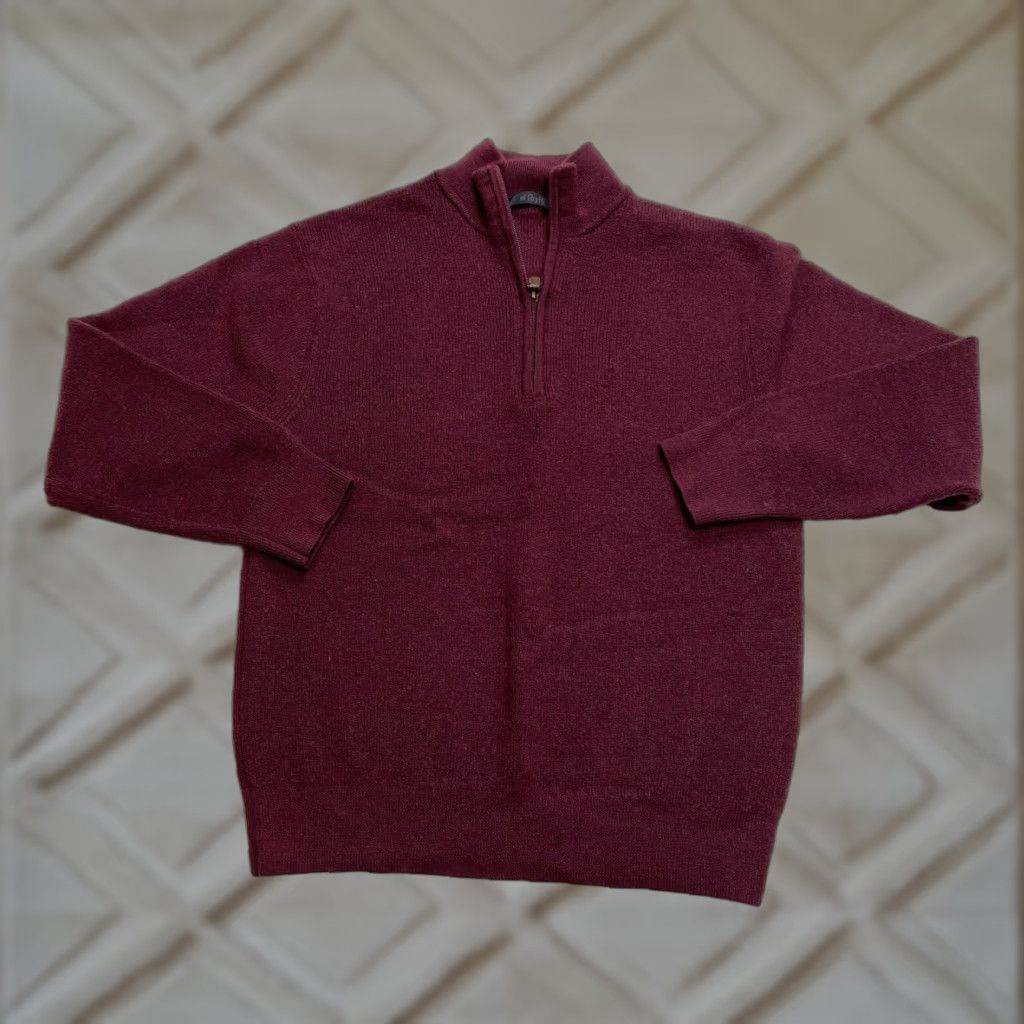 Vintage Raffi Sweater Mens XL Red 100% Merino Wool Extra Fine 1/4 Zip Pullover Knit Long Sleeve Casual Business Size US XL / EU 56 / 4 - 1 Thumbnail
