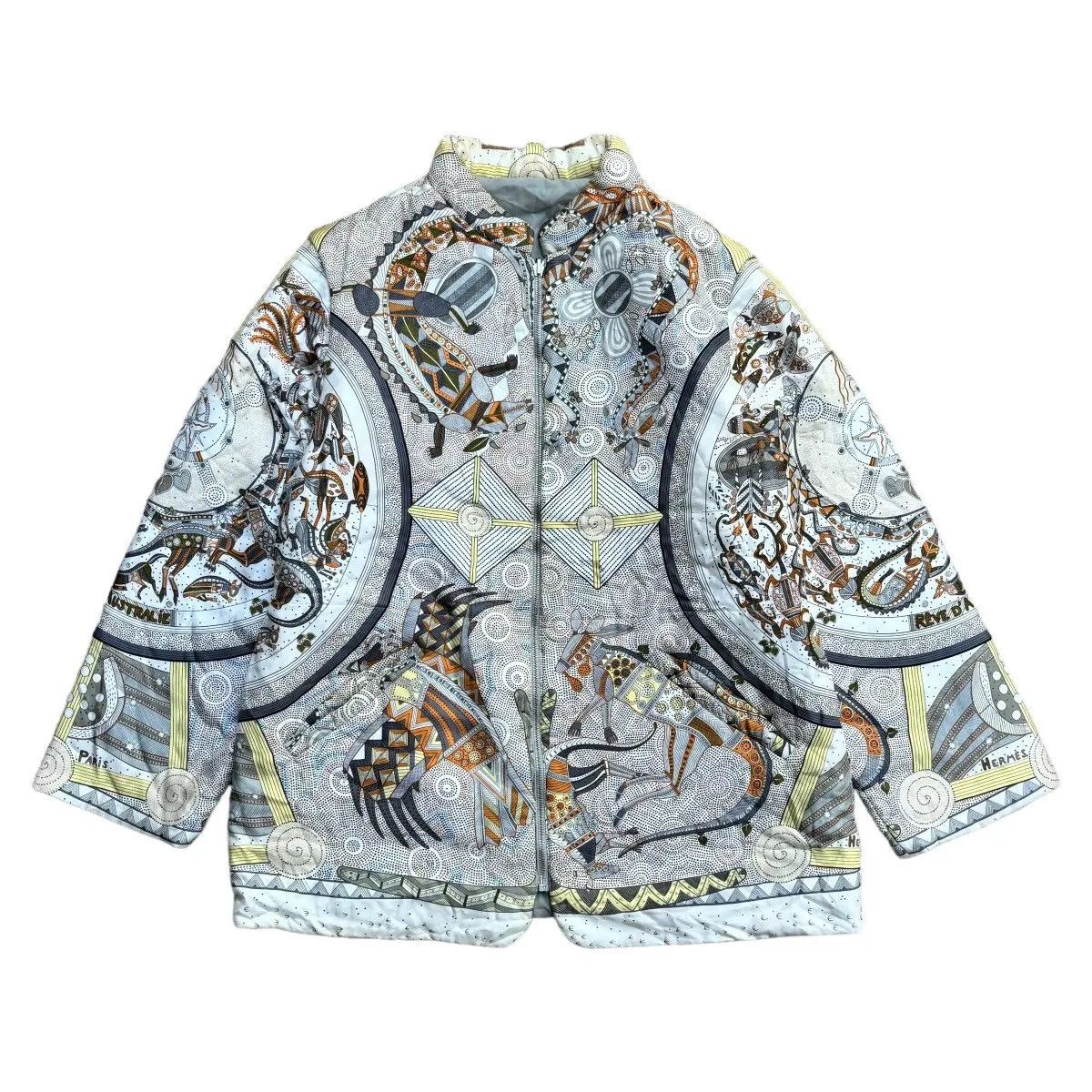 Vintage Hermes reve d'australie silk reversible jacket
