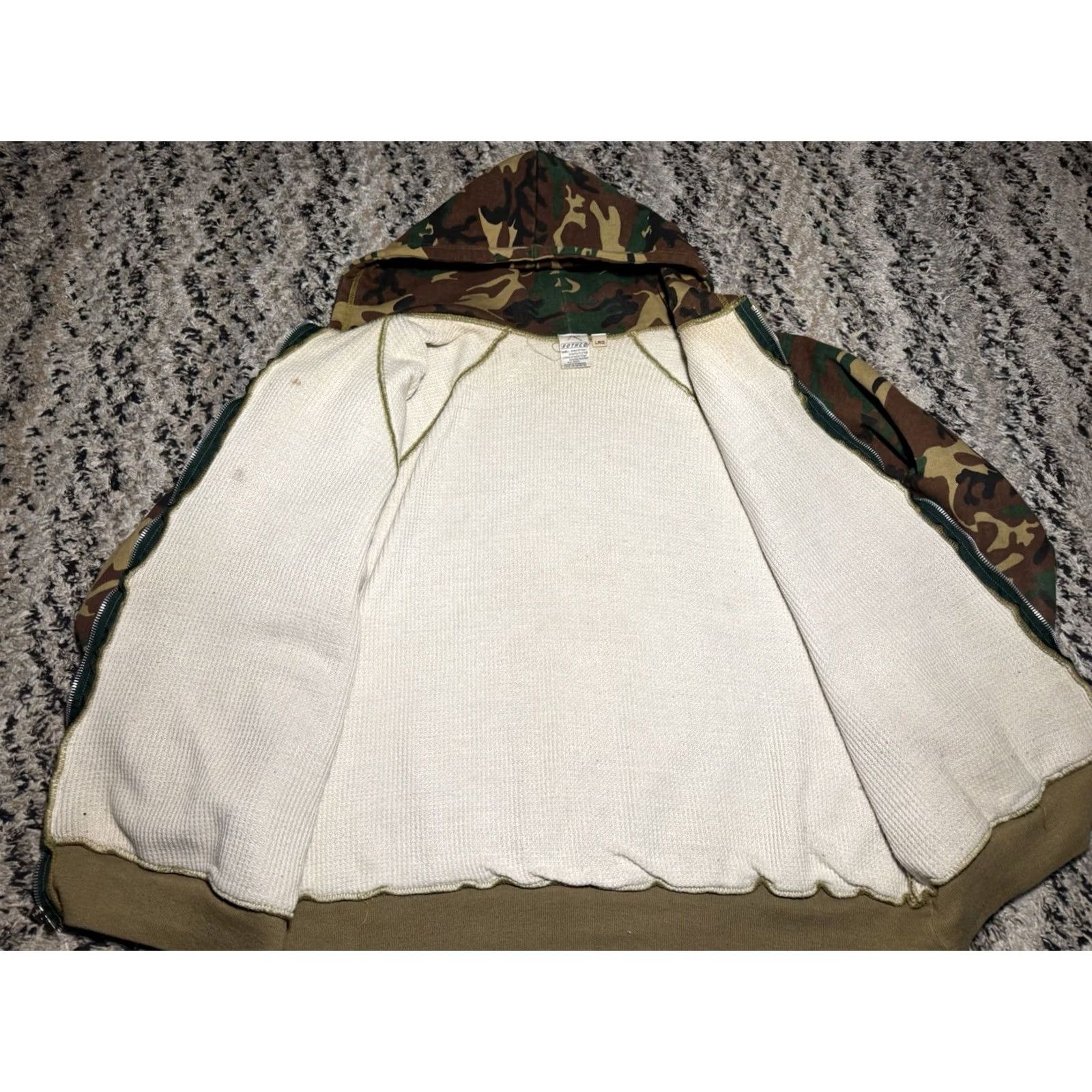 Rothco VINTAGE Rothco Hoodie Full Zip Duck Camo Thermal Lined Double Face Green Mens L 90s Hunting Style Mens Size US L / EU 52-54 / 3 - 2 Thumbnail